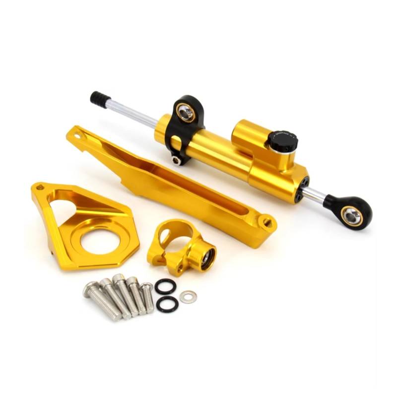 CFAYRLMS Lenkungsdämpfer Einstellbarer Kompatibel Mit Yamaha Für YZF-R6 Für YZF600 2003–2005 Motorrad Lenkungsstabilisator Dämpfer Montagehalterung Montagesatz(Yellow) von CFAYRLMS