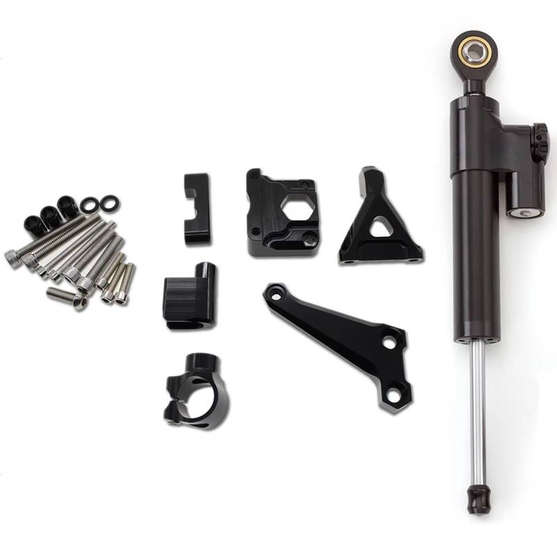 CFAYRLMS Lenkungsdämpfer Einstellbarer Kompatibel Mit Z300 Für Z250 2015 2016 Motorrad Lenkstabilisator Dämpfer Montagehalterung Linear Kit(Black) von CFAYRLMS