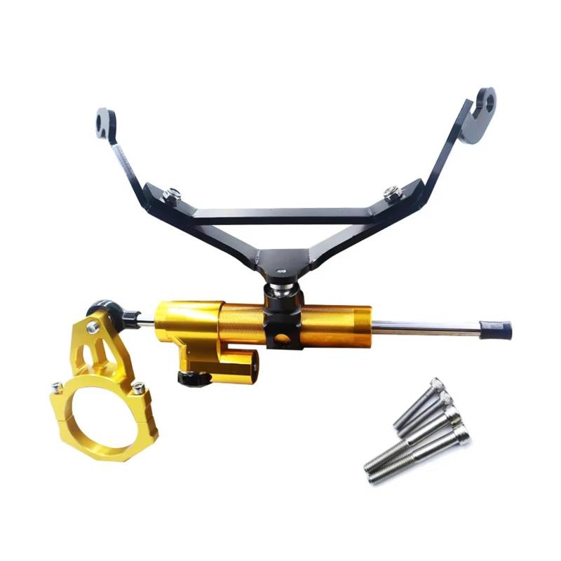 CFAYRLMS Lenkungsdämpfer Einstellbarer Kompatibel Mit Z900RS Für Z900 RS 2018–2022 Motorräder Lenkstabilisierung Dämpferhalterung Verstellbares CNC Aluminium Set(Yellow) von CFAYRLMS