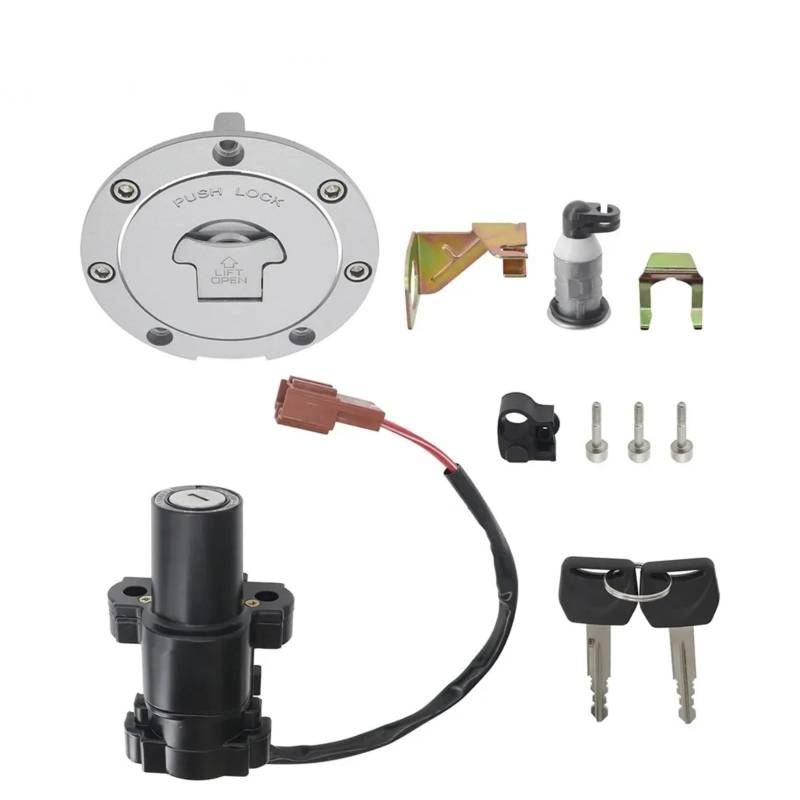 CFDEKOIB Motorrad Startschalter Kompatibel Mit CBR600RR 2007–2014 Für CBR1000RR 2008–2014 Motorrad-Zündschalterschloss, Tankdeckel, Motorzündstartschalter Mit 2 Schlüsseln von CFDEKOIB