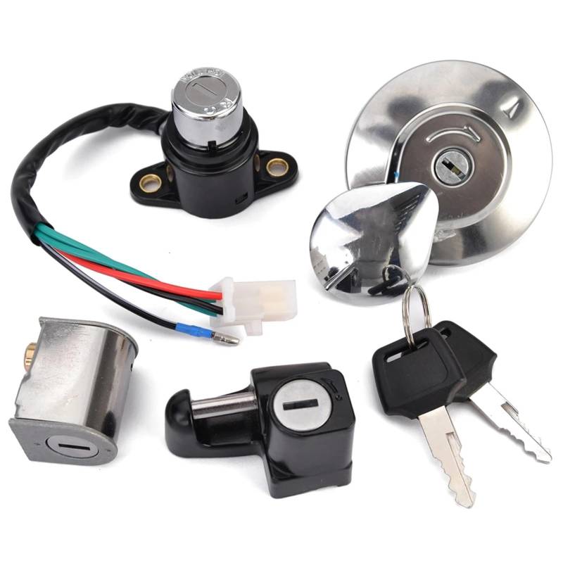 CFDEKOIB Motorrad Startschalter Kompatibel Mit CMX250 Für Rebel 1985–2014 Für CA125 1995–1999 Motorrad-Zündschalter, Tankdeckel-Abdeckungsschloss-Set, Motorradzubehör von CFDEKOIB