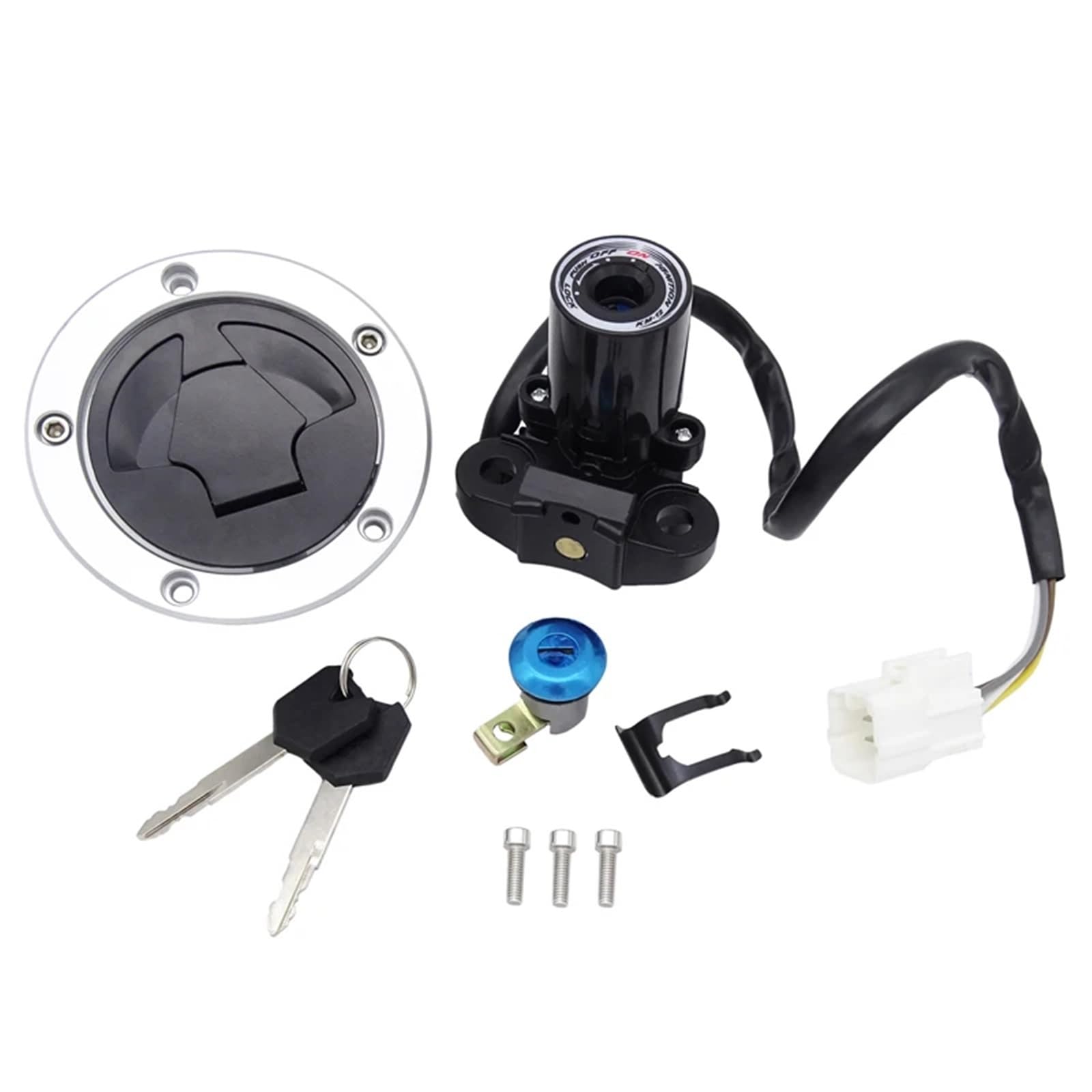 CFDEKOIB Motorrad Startschalter Kompatibel Mit Ninja Für ZX6R 2013 2014 2015 2016 2017 2018, 1 Satz Motorrad-Zündschloss, Tankdeckel Mit 2 Schlüsseln CFDEKOIB Motorrad Startschalter Kompatibel Mit Ninja Für ZX6R 2013 2014 2015 2016 2017 2018, 1 Satz Motorrad-Zündschloss, Tankdeckel Mit 2 Schlüsseln von CFDEKOIB