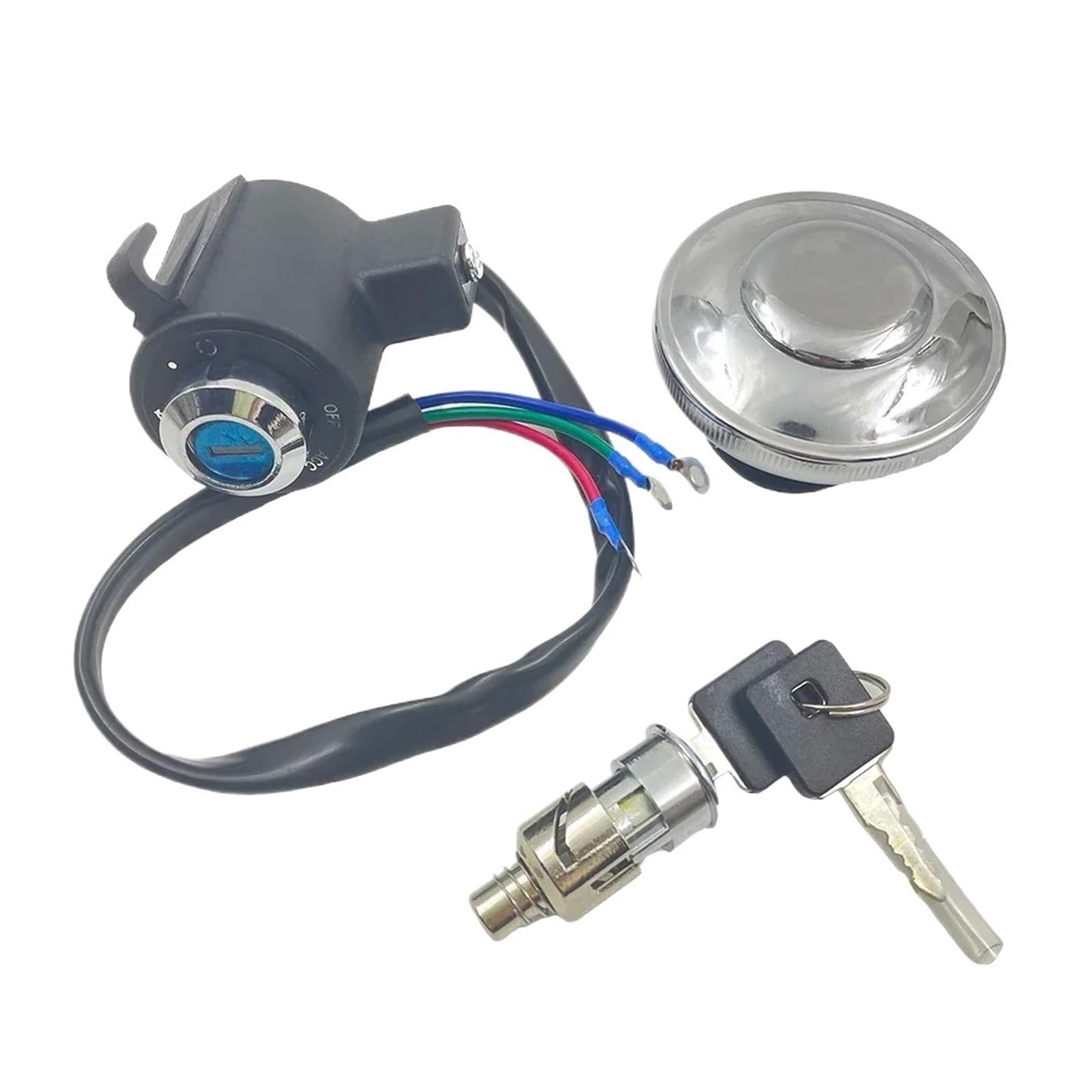 CFDEKOIB Motorrad Startschalter Kompatibel Mit Sportster Für XL883 Für XL1200 2014 2015 2016 2017 2018 2019 2020 Motorrad-Zündschalter, Tankdeckel, Heckkastenschloss, Schlüssel(Silver) von CFDEKOIB