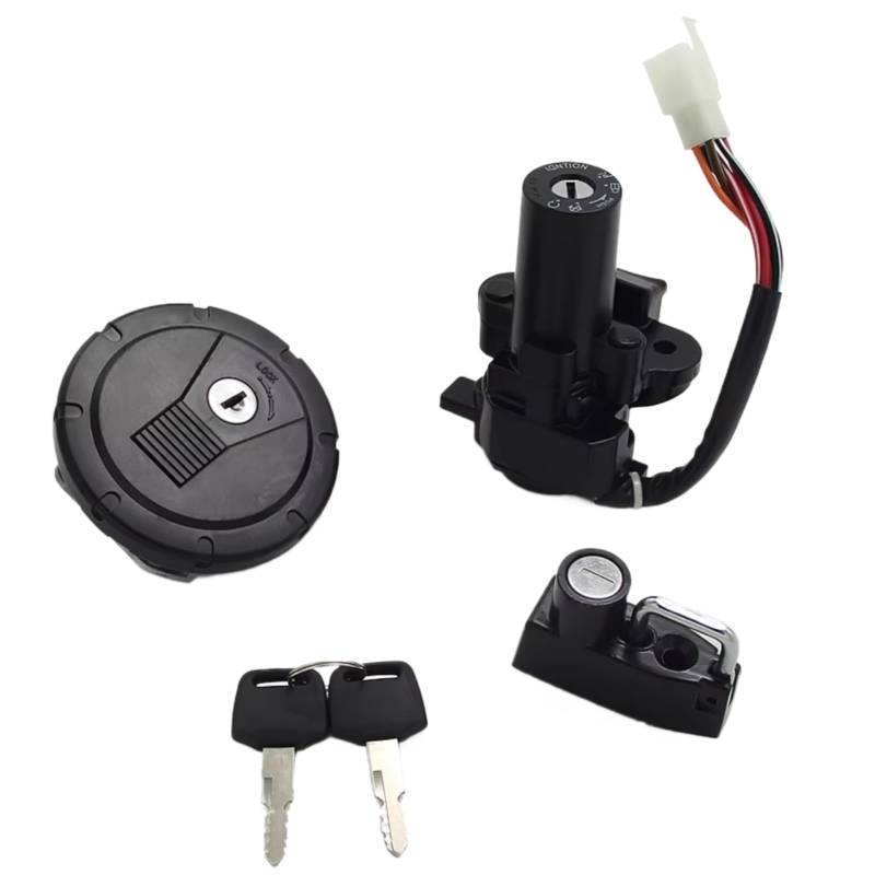 CFDEKOIB Motorrad Zündschloss Kompatibel Mit Für KLX125 2010–2014 Für KLX125 Für D-Tracker 2010–2014 Für KLX250 2001–2014 Motorrad-Zündschalter-Tankdeckel von CFDEKOIB