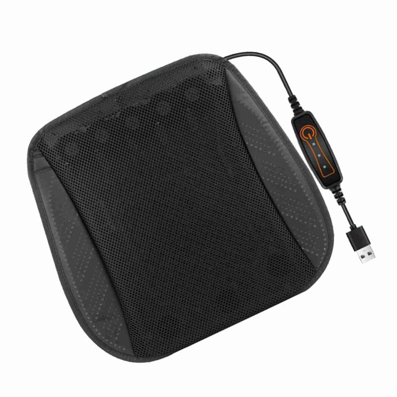 CFTGIW Autositzkissen Zum Fahren des Belüfteten Kühlkissens mit 5 Hochgeschwindigkeitslüfter 3 Windgeschwindigkeiten USB-Antrieb für Heimbüro und Fahrzeuge (Black) von CFTGIW