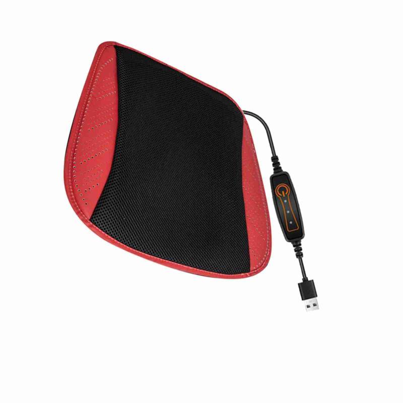 CFTGIW Autositzkissen Zum Fahren des Belüfteten Kühlkissens mit 5 Hochgeschwindigkeitslüfter 3 Windgeschwindigkeiten USB-Antrieb für Heimbüro und Fahrzeuge (Rot) von CFTGIW