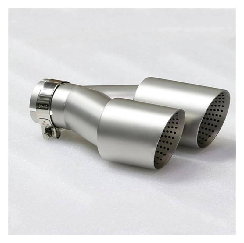 Auto Endrohrblenden Auspuff Dual Auspuff Tipps Auto Universal Matte Edelstahl Doppel Auspuffrohre Endrohr Dekoration Rahmen Abdeckung Zierleisten(Left 63-89mm) von CFUNMNVBVZ