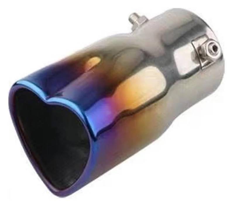 Auto Endrohrblenden Universal Edelstahl Schnittstelle Herzförmige Auspuff Endrohr 63MM Auto Auspuffrohr Schalldämpfer Endrohr(Burnt Blue Straight) von CFUNMNVBVZ