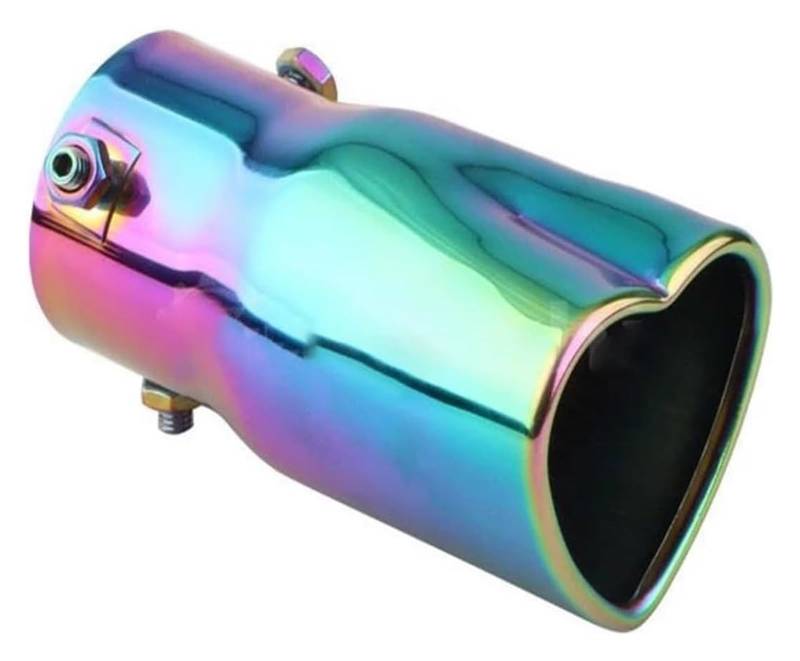Auto Endrohrblenden Universal Edelstahl Schnittstelle Herzförmige Auspuff Endrohr 63MM Auto Auspuffrohr Schalldämpfer Endrohr(Colorful Straight) von CFUNMNVBVZ