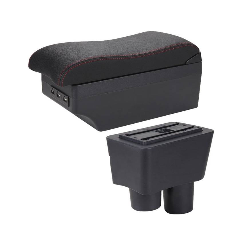 Mittelkonsole Auto-Aufbewahrungsbox Innendetail Autozubehör Für Almera Für Versa(A1 Black red 7USB) von CFUNMNVBVZ