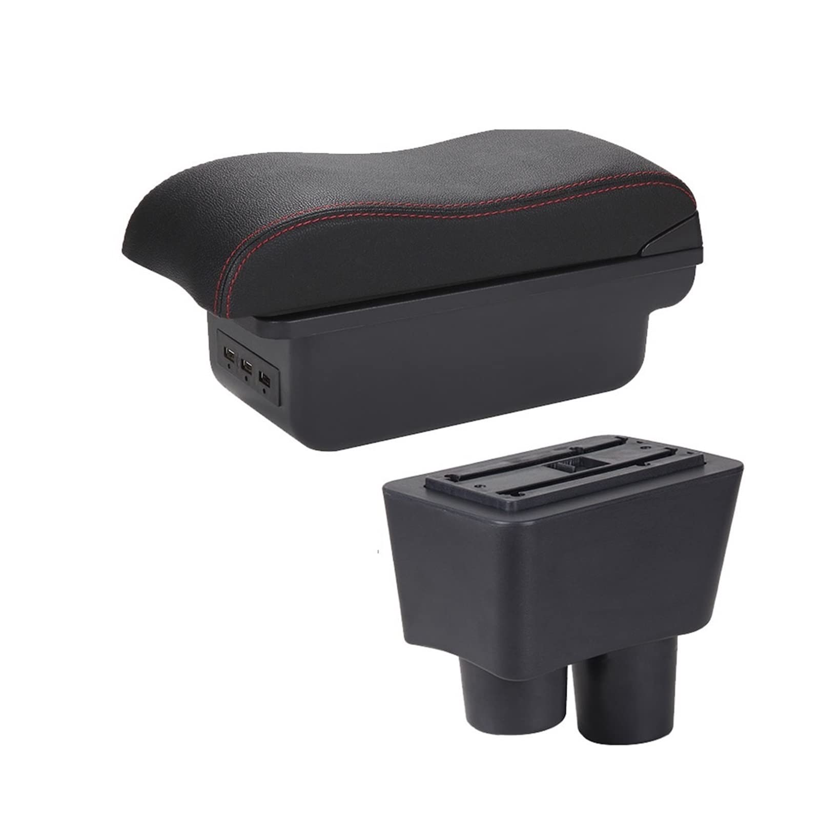 Mittelkonsole Auto Aufbewahrungsbox Innenraumdetail Autozubehör Für Almera Für Versa(B1 Black red 3USB) von CFUNMNVBVZ