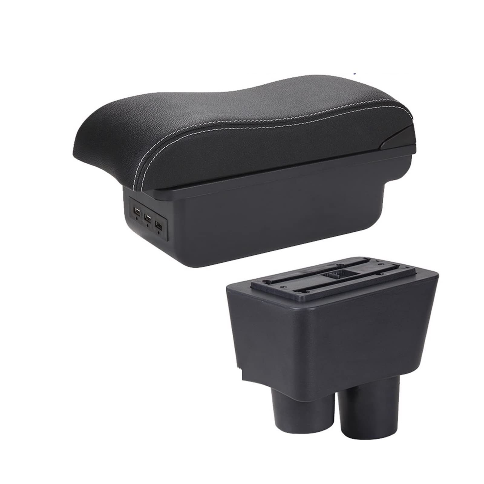 Mittelkonsole Auto Aufbewahrungsbox Innenraumdetail Autozubehör Für Almera Für Versa(B3 black white 3USB) von CFUNMNVBVZ
