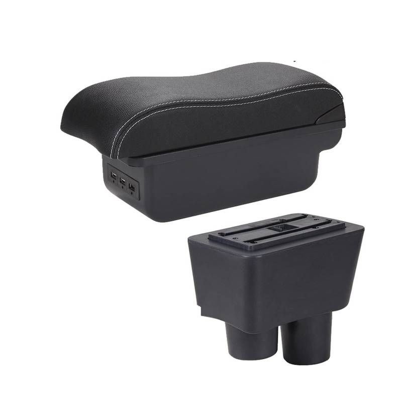 Mittelkonsole Auto Aufbewahrungsbox Innenraumdetail Autozubehör Für Almera Für Versa(B3 black white 3USB) von CFUNMNVBVZ