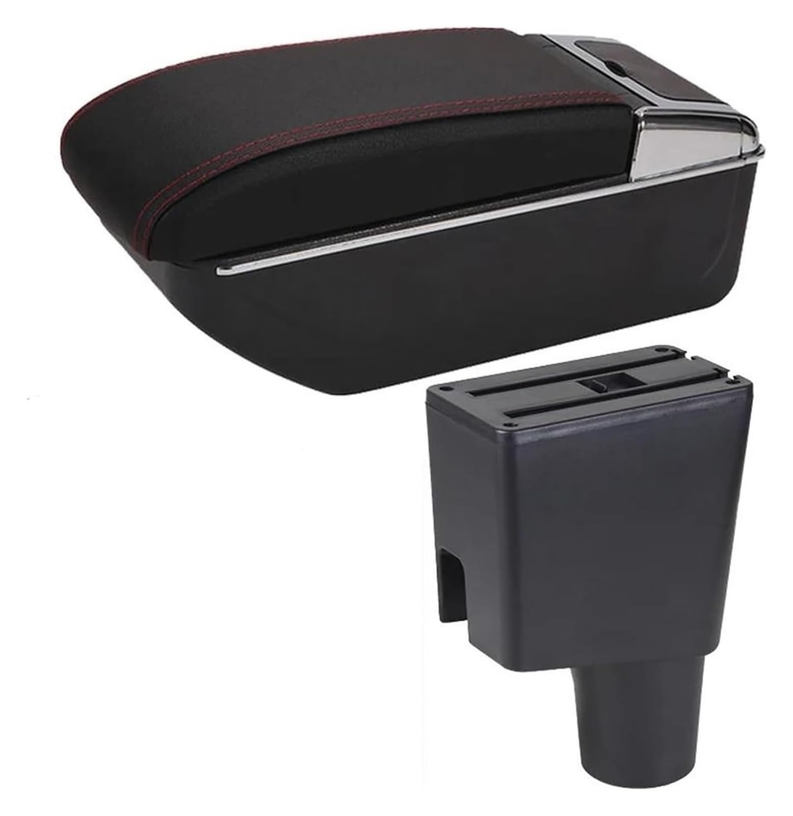 Mittelkonsole Für Corsa 2020 Armlehne Box Erhöhen Doppel Schicht Zentrale Shop Inhalt Aschenbecher Zubehör Center Arm Rest Konsole(B Red Line No Usb) von CFUNMNVBVZ