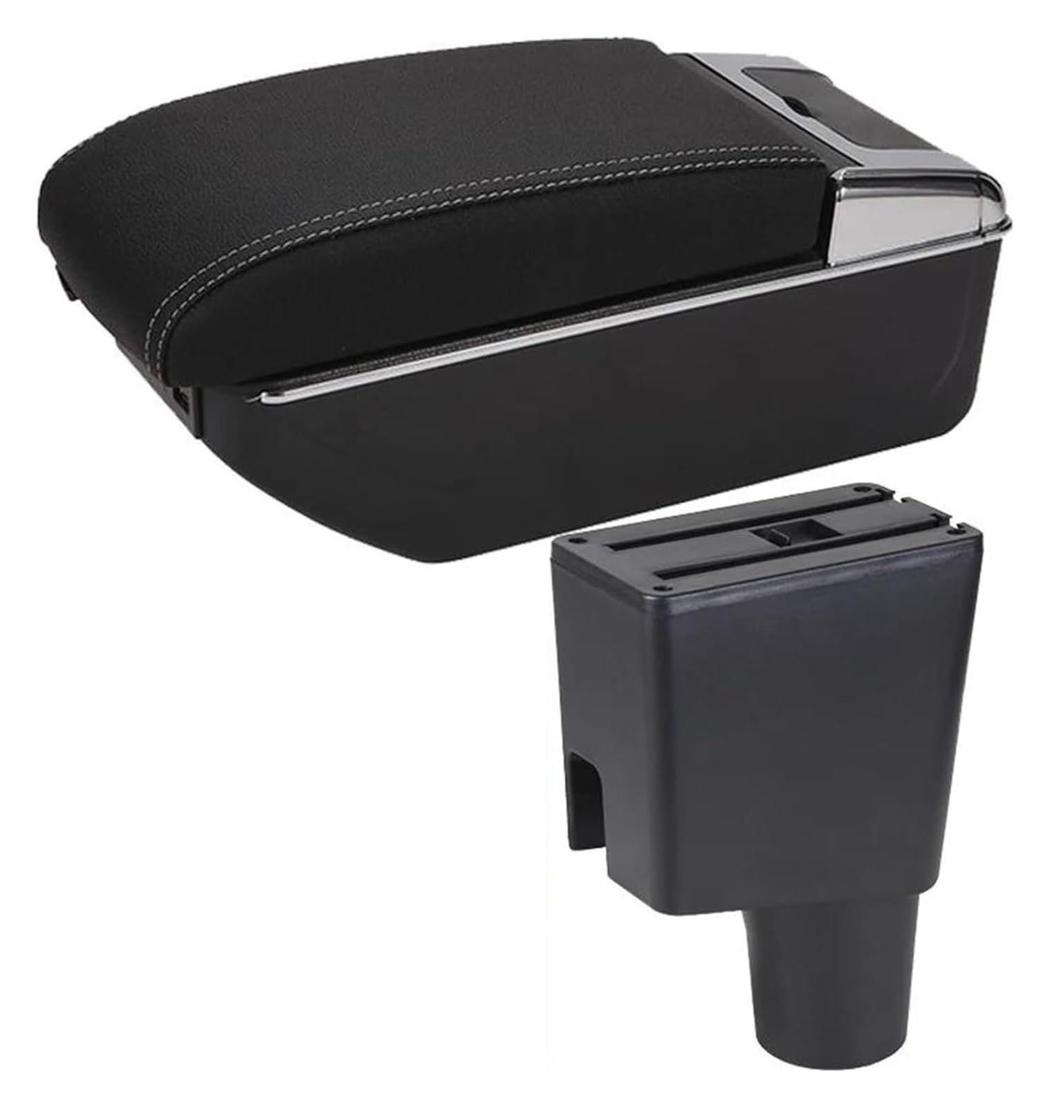 Mittelkonsole Für Corsa 2020 Armlehne Box Erhöhen Doppel Schicht Zentrale Shop Inhalt Aschenbecher Zubehör Center Arm Rest Konsole(D White Line 7usb) von CFUNMNVBVZ