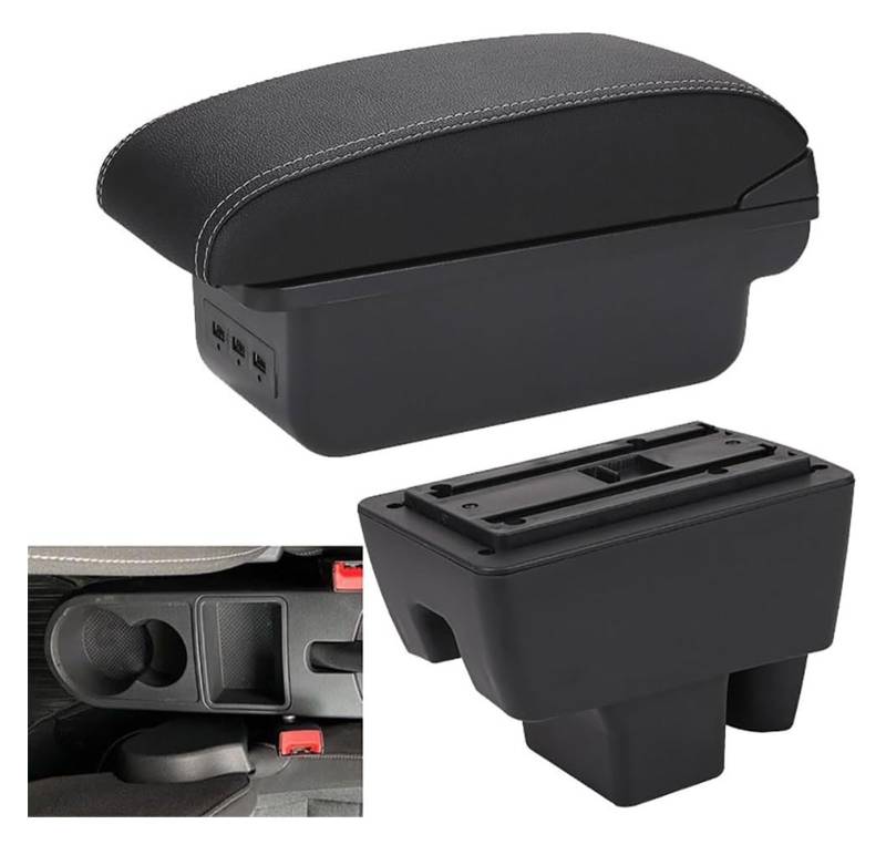 Mittelkonsole Für RAPID Für V&W Für Neue Für Polo Center Console Organizer Armlehnen Aufbewahrungsbox(06-b3 Black White 3usb) von CFUNMNVBVZ