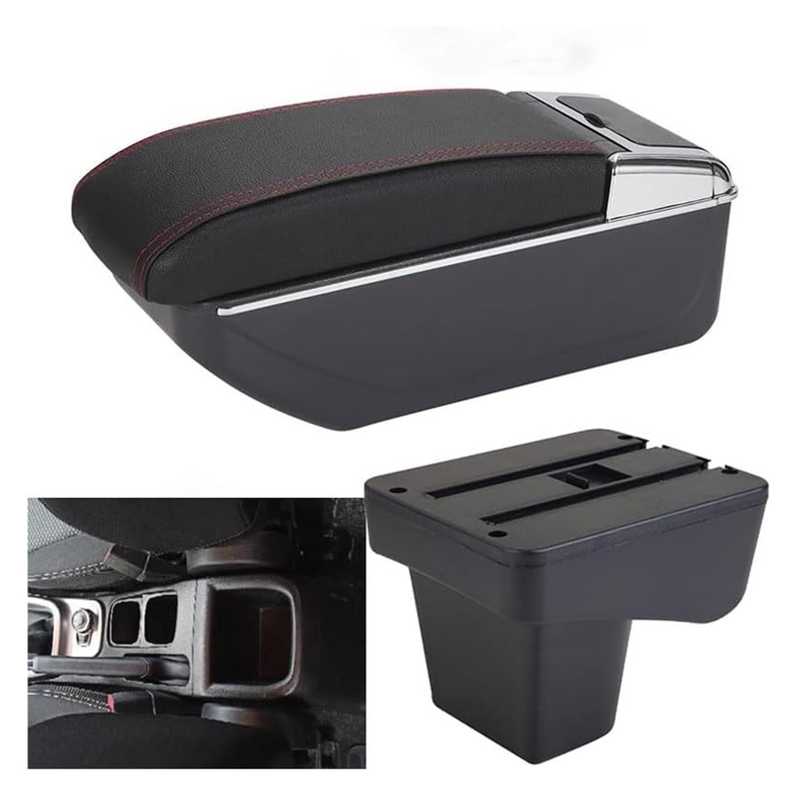 Mittelkonsole Für Suz&uki Für Vitara Center Console Organizer Armlehnen Aufbewahrungsbox Armlehne Innenzubehör(D-black Red No Usb) von CFUNMNVBVZ