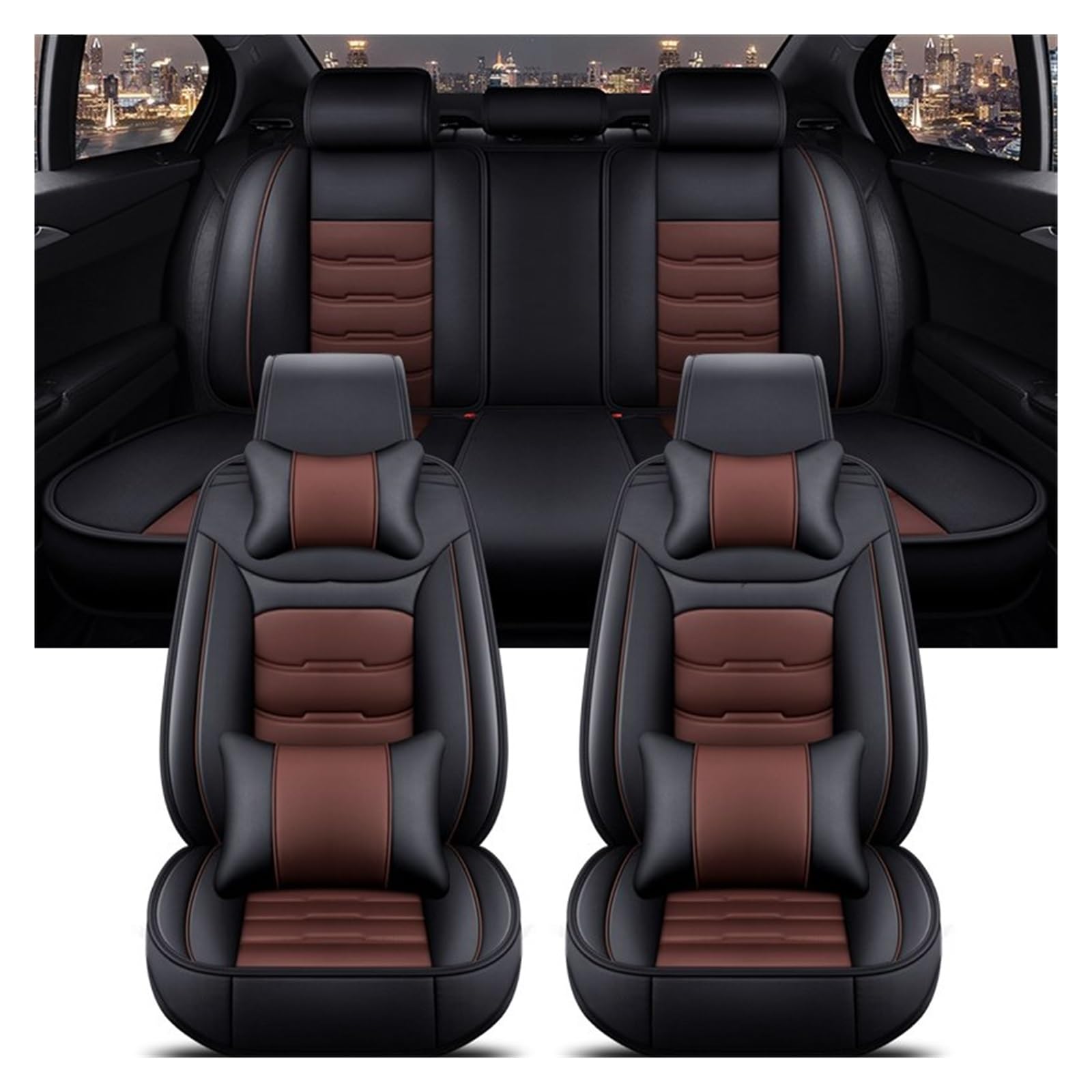 Auto-Sitzbezüge Für 1er E81 E82 E87 E88 F20 F21 F52 F40 alle Automodelle Universal-Autositzbezug Autositzbezüge(Black Coffee 5 Seat A) von CGBWMB