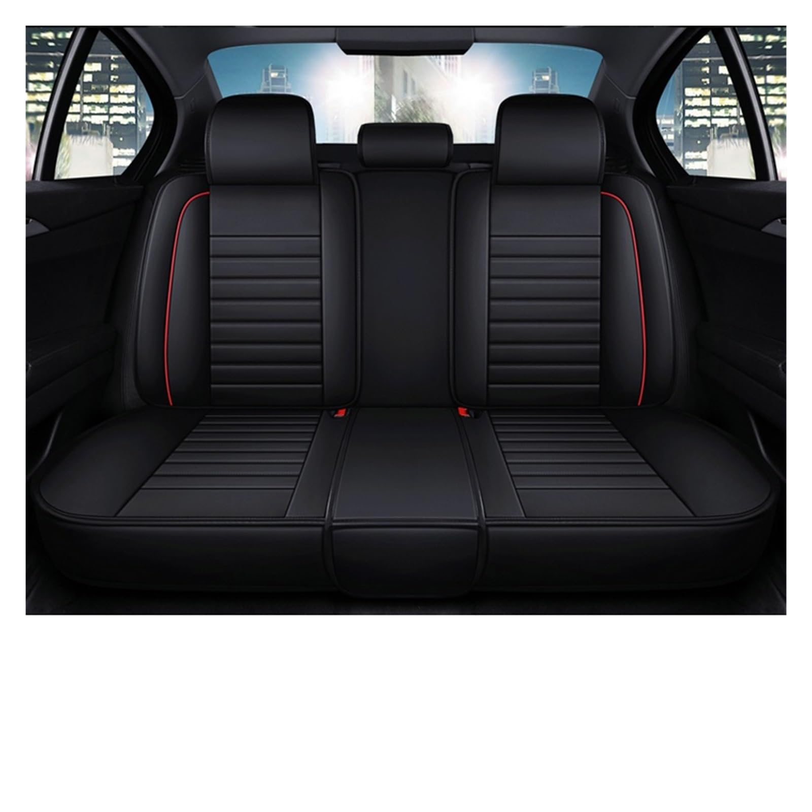 Auto-Sitzbezüge Für Chevrolet Für Onix Für Aveo T250 T300 Für Lacetti Für Niva Für Lanos Für Cobalt Für Cruze Auto Sitz Abdeckung Leder Autositzbezüge(Rear Seats-Black) von CGBWMB