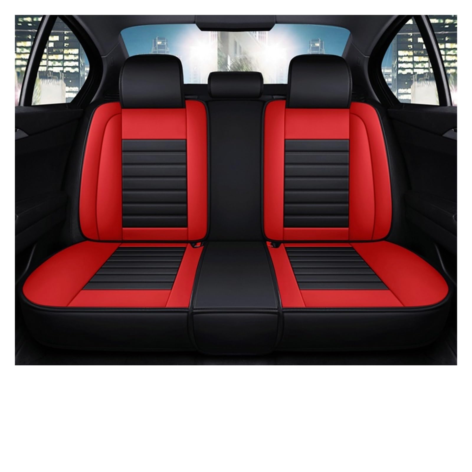 Auto-Sitzbezüge Für Chevrolet Für Onix Für Aveo T250 T300 Für Lacetti Für Niva Für Lanos Für Cobalt Für Cruze Auto Sitz Abdeckung Leder Autositzbezüge(Rear Seats-Black Red) von CGBWMB