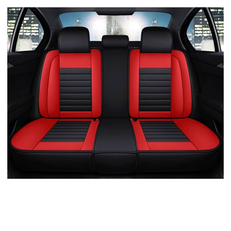 Auto-Sitzbezüge Für Chevrolet Für Onix Für Aveo T250 T300 Für Lacetti Für Niva Für Lanos Für Cobalt Für Cruze Auto Sitz Abdeckung Leder Autositzbezüge(Rear Seats-Black Red) von CGBWMB