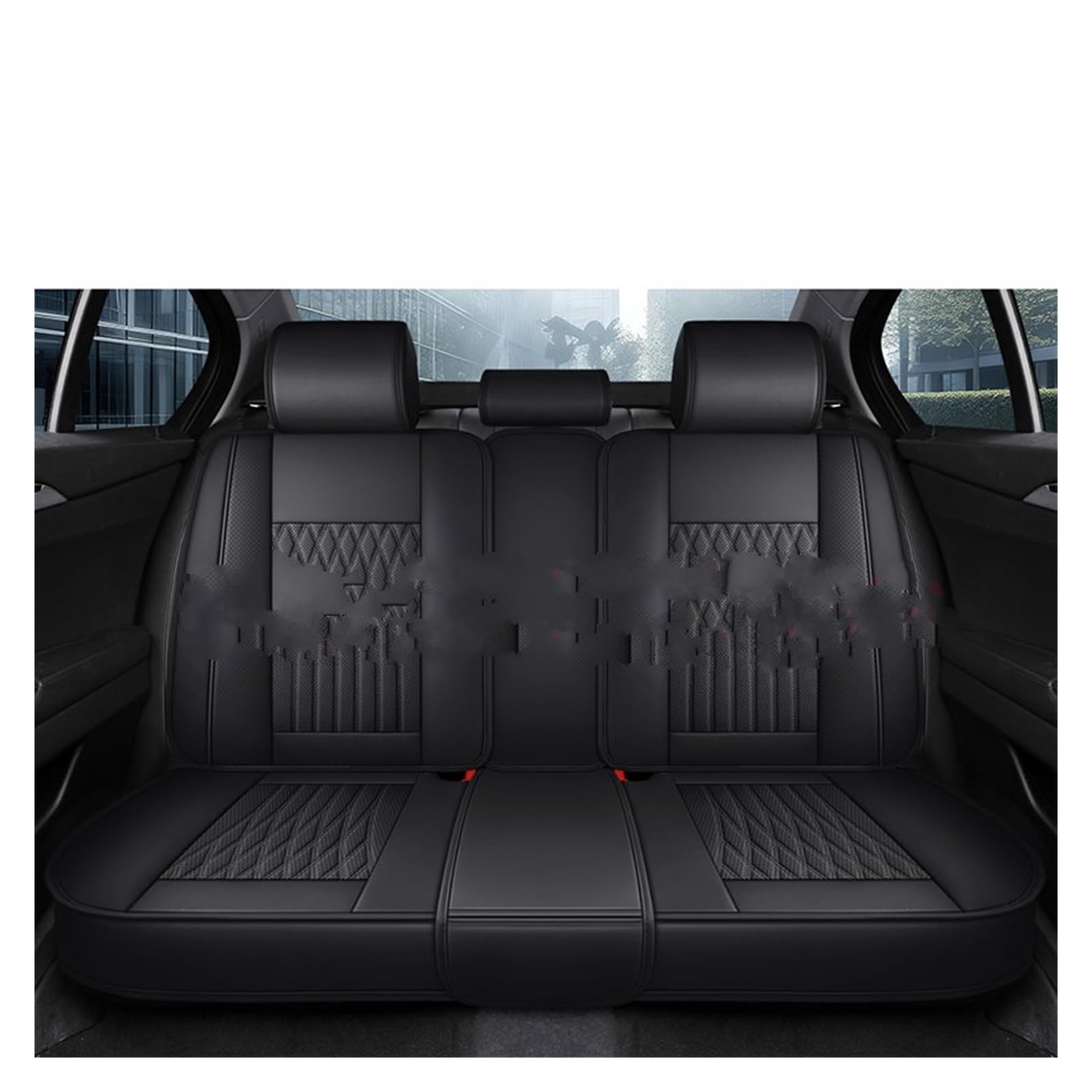 Auto-Sitzbezüge Für Citroen C4 Für Picasso C3 C5 C6 DS4 DS5 DS6 DS7 Alle Automodelle Pu Leder Universal Auto Sitzbezug Autositzbezüge(Black Only Rear Seat) von CGBWMB