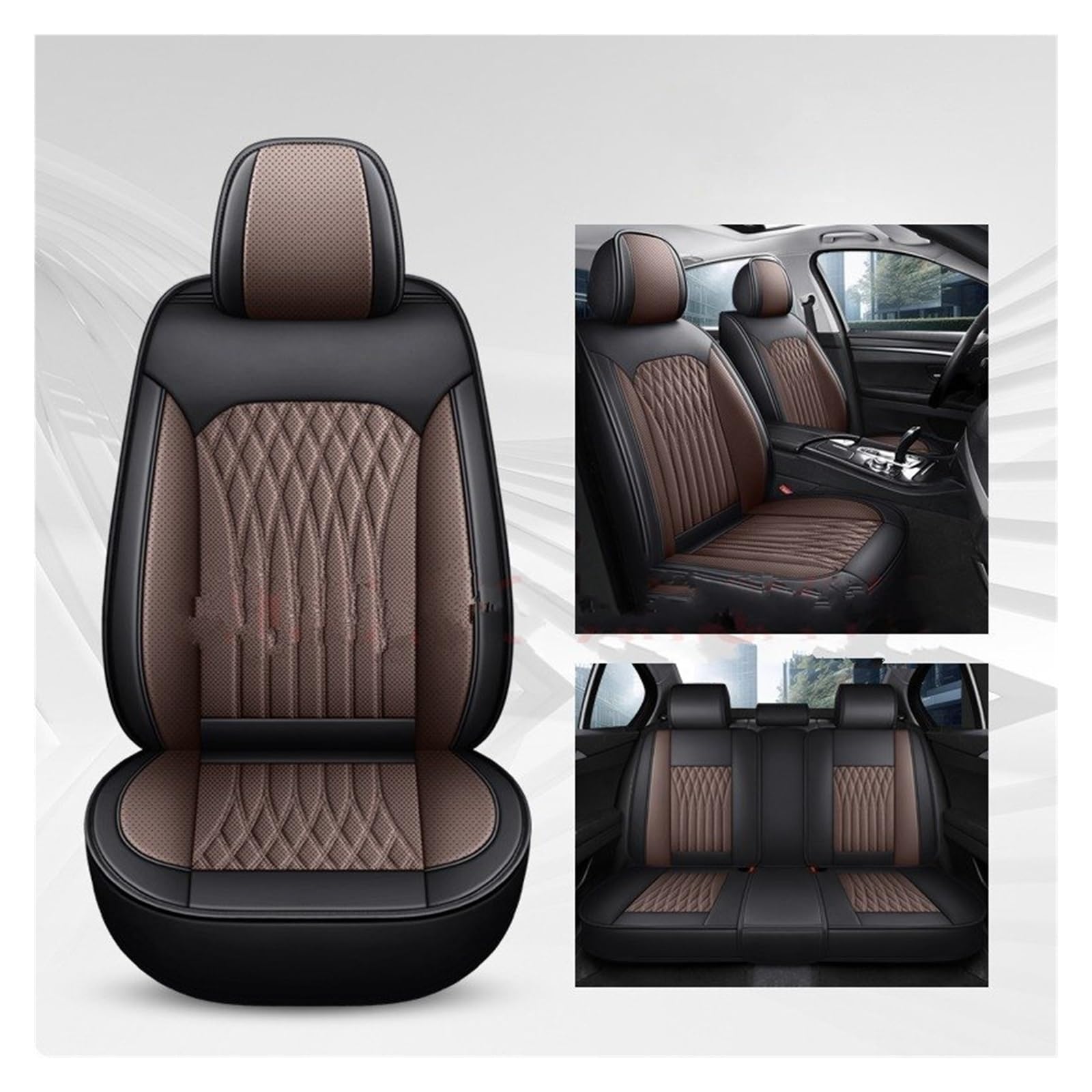 Auto-Sitzbezüge Für Infiniti FX35 ESQ EX25 JX35 M25 M35 QX50 QX56 Q50 QX60 QX70 Q60 G35 Pu Leder Universal Auto Sitzbezug Autositzbezüge(Black Coffee 5 Seat) von CGBWMB