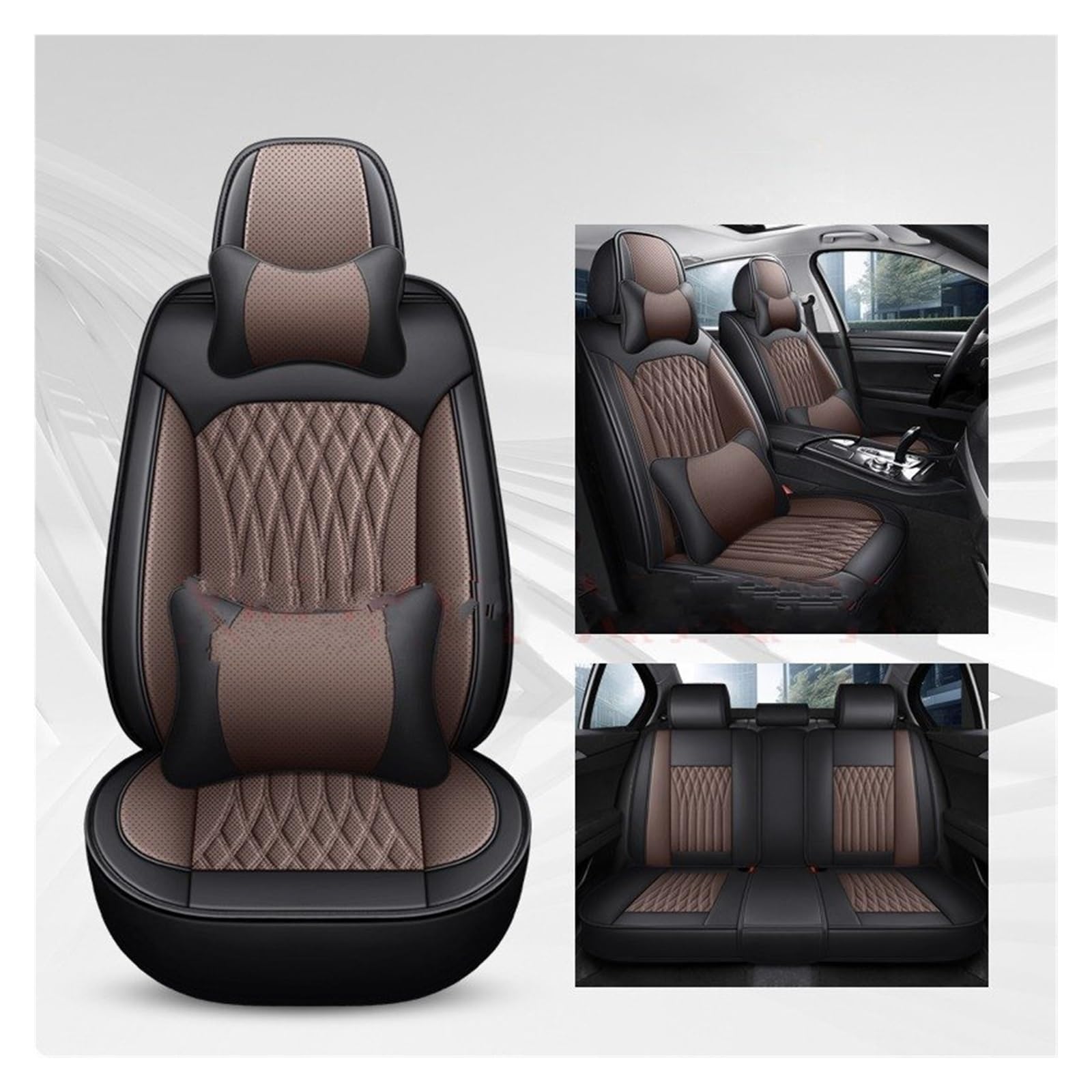 Auto-Sitzbezüge Für Infiniti FX35 ESQ EX25 JX35 M25 M35 QX50 QX56 Q50 QX60 QX70 Q60 G35 Pu Leder Universal Auto Sitzbezug Autositzbezüge(Black Coffee 5 Seat A) von CGBWMB