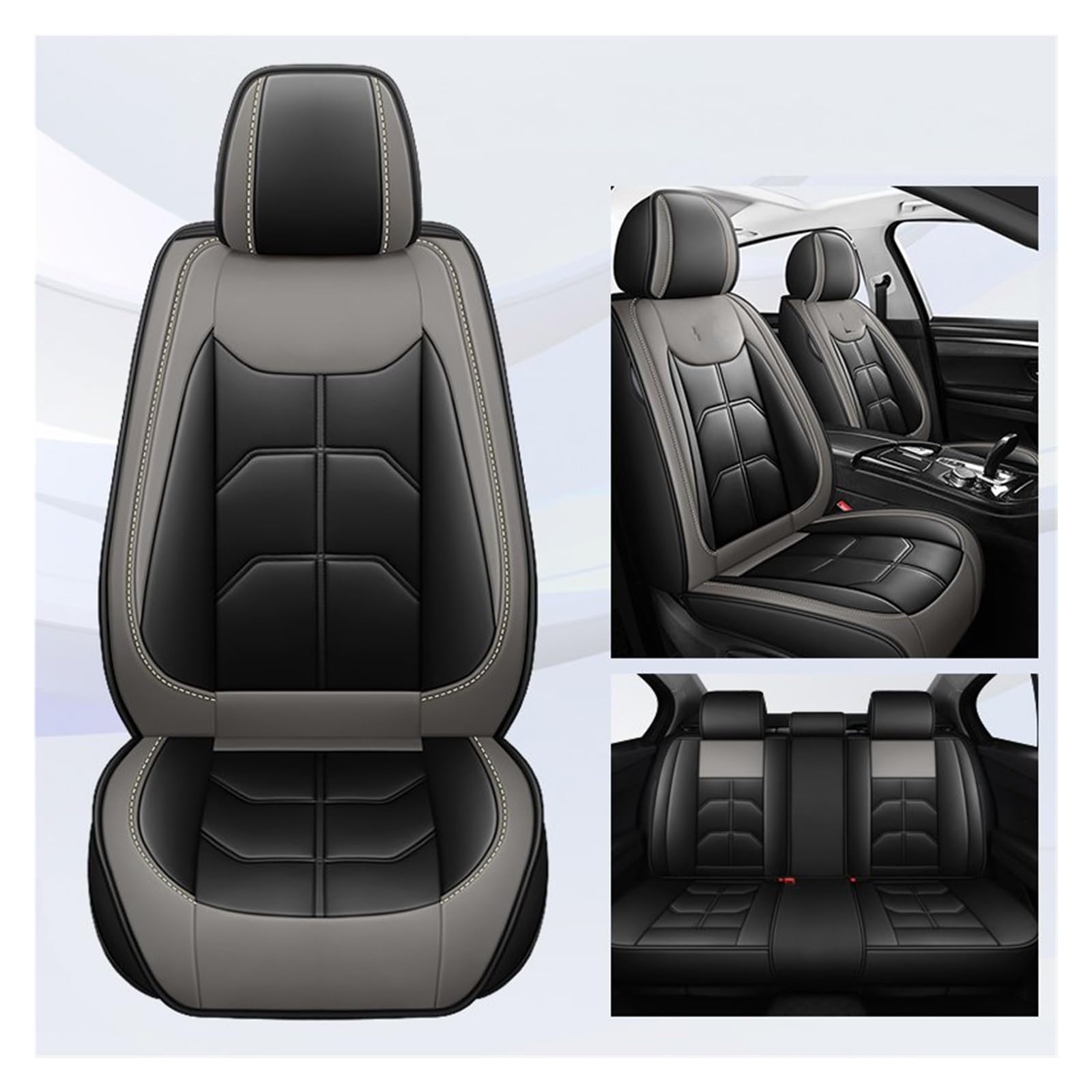 Auto-Sitzbezüge Für KIA Für Ceed Für Rio Für Carens Für Camival Für Ceed Für Picanto Für Tellurid Für Cerato Universal Auto Sitzbezug Autositzbezüge(Black Grey 5 Seat) von CGBWMB