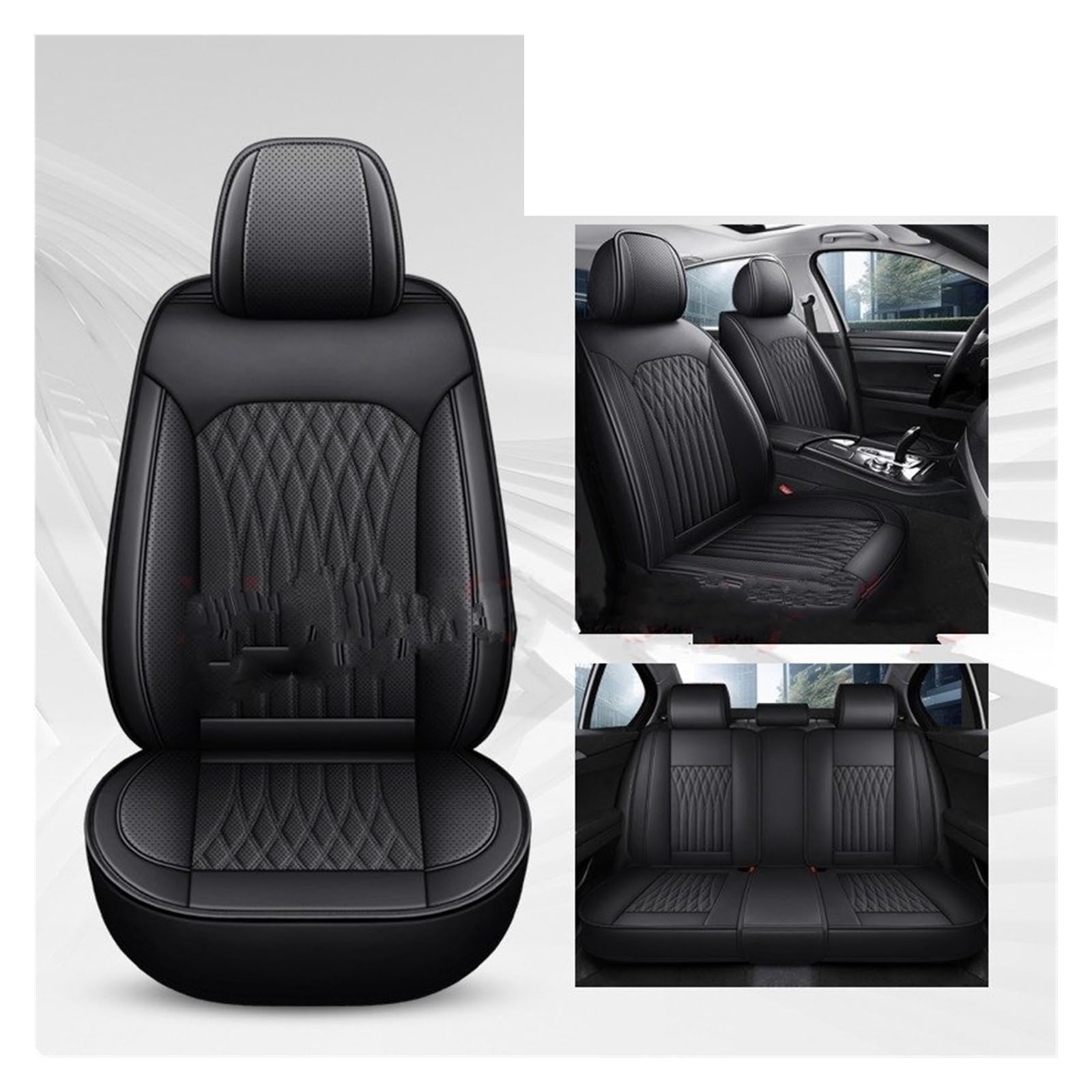 Auto-Sitzbezüge Für Mazda 3 CX-5 2 5 6 CX-3 CX-4 CX-7 CX-9 RX-8 CX-30 CX-50 Alle Modelle Pu-Leder Universal Autositzbezug Autositzbezüge(Black 5 Seat) von CGBWMB