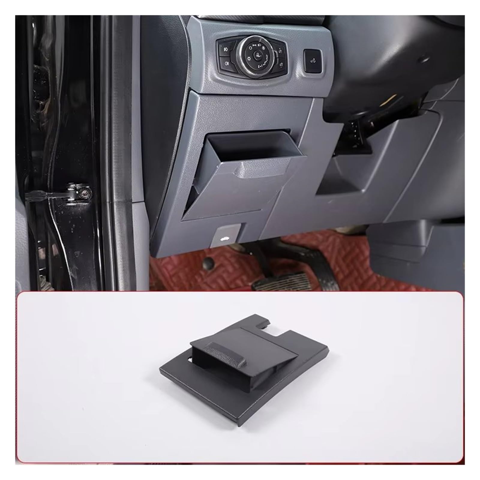 CGBWMB Auto-Innenzubehör Für Ford Für Ranger Für Wildtrak 2015-2021 Auto Dashboard Fahren Position Sicherung Lagerung Tray Halter Box Auto Innenverkleidung Streifen(Grey) von CGBWMB