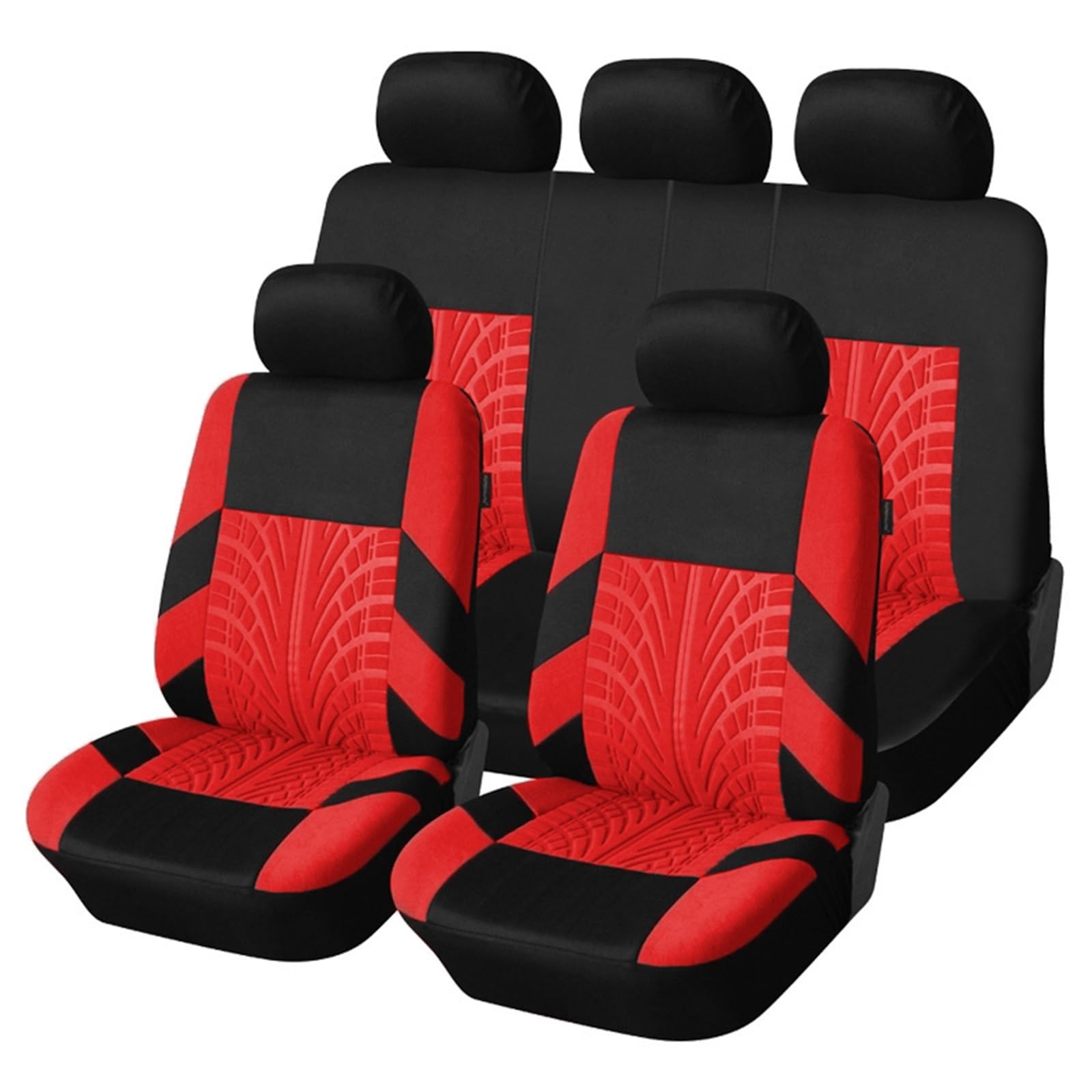 CGBWMB Auto-Sitzbezüge 2/5-teiliges Autositzbezüge-Set Universell Passend Für Die Meisten Autoabdeckungen Mit Reifendetails Geeignet Für Unabhängige Sitzbezüge Autositzbezüge(5PCS RED) von CGBWMB