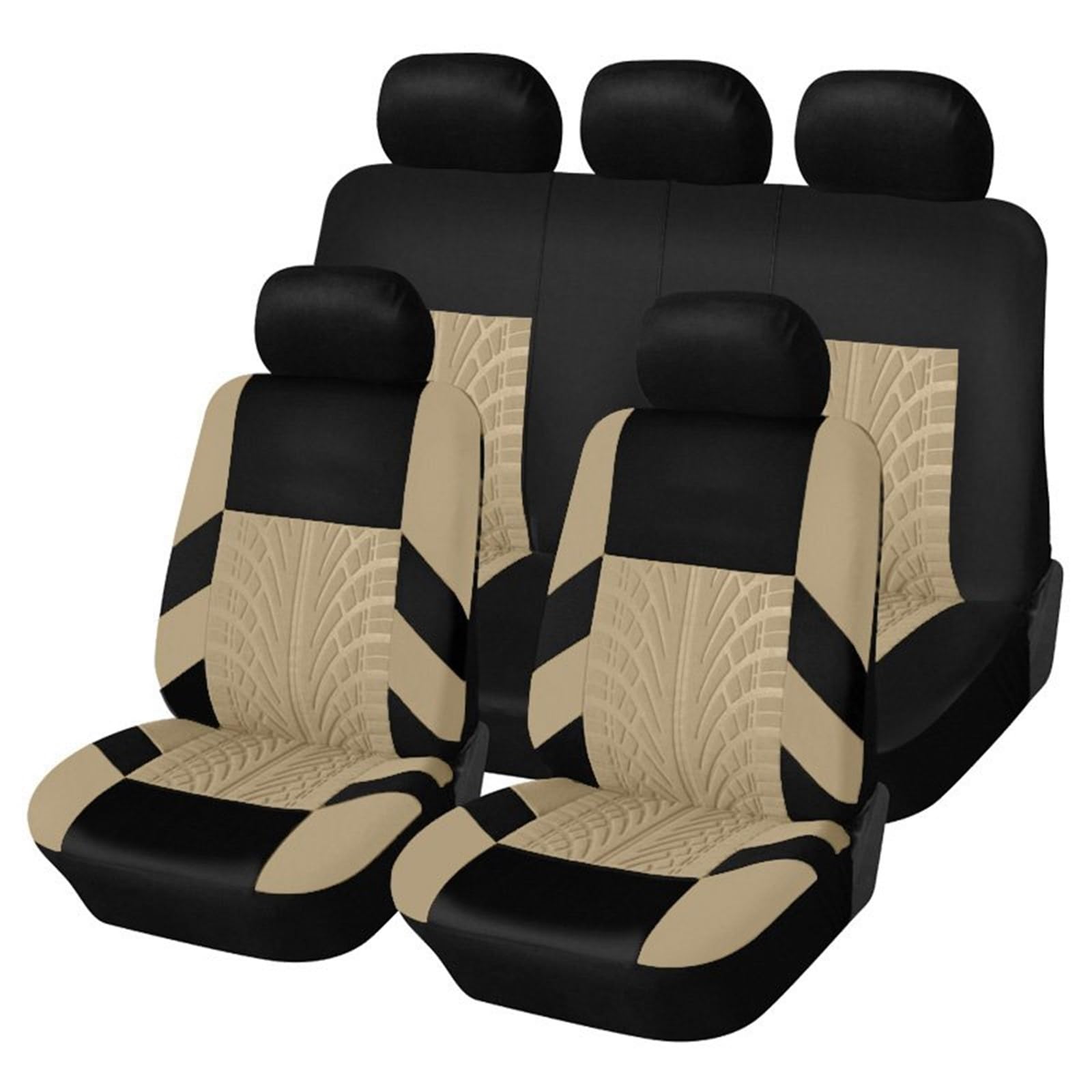 CGBWMB Auto-Sitzbezüge Autositzbezüge-Set Universell Passend Für Die Meisten Autos Bezüge Mit Reifenspur-Detail-Styling Autositzschutz Autositzbezüge(Beige Full Set) von CGBWMB