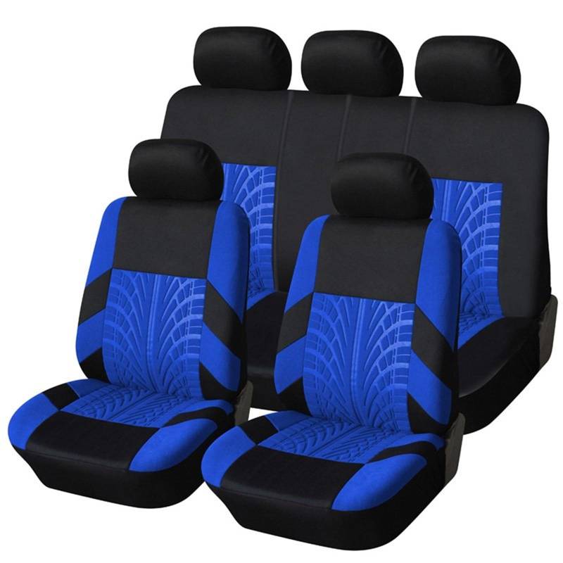 CGBWMB Auto-Sitzbezüge Autositzbezüge-Set Universell Passend Für Die Meisten Autos Bezüge Mit Reifenspur-Detail-Styling Autositzschutz Autositzbezüge(Blue Full Set) von CGBWMB