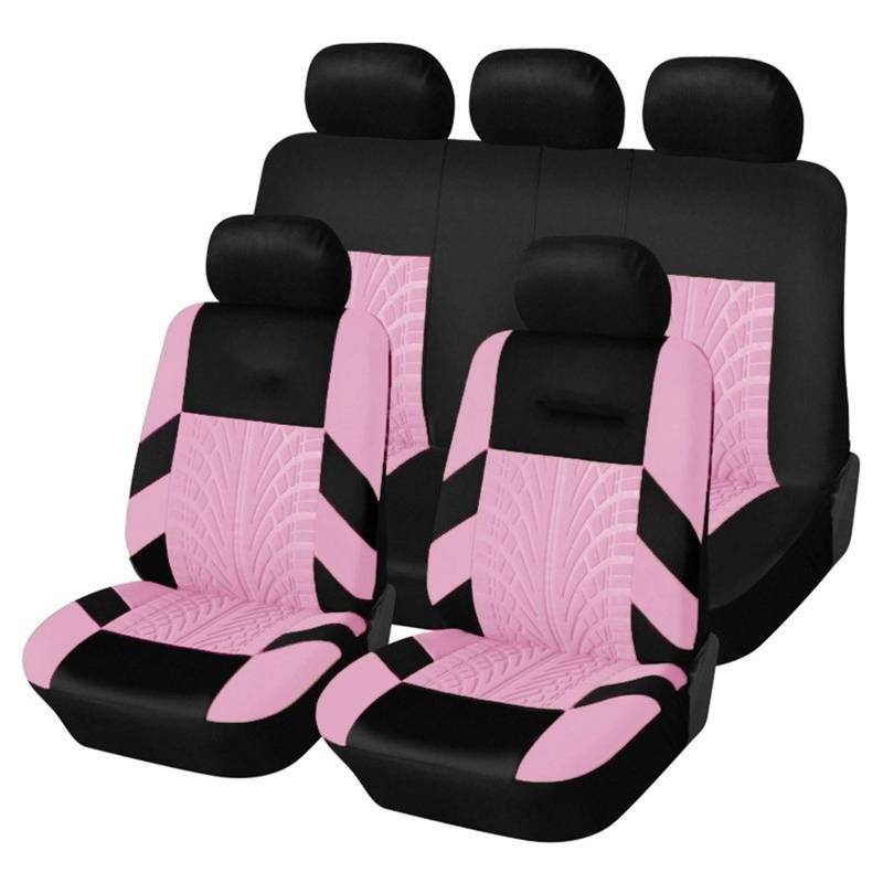 CGBWMB Auto-Sitzbezüge Autositzbezüge-Set Universell Passend Für Die Meisten Autos Bezüge Mit Reifenspur-Detail-Styling Autositzschutz Autositzbezüge(Pink Full Set) von CGBWMB