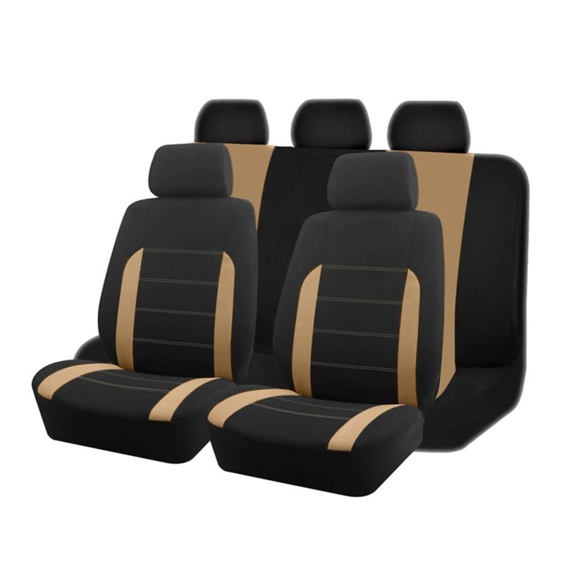 CGBWMB Auto-Sitzbezüge Autositzbezüge Universalgröße Für Die Meisten Autos SUV LKW Van Autozubehör Innensitzbezüge Für Autos Kompletter Satz Autositzbezüge(Beige 5 seat) von CGBWMB