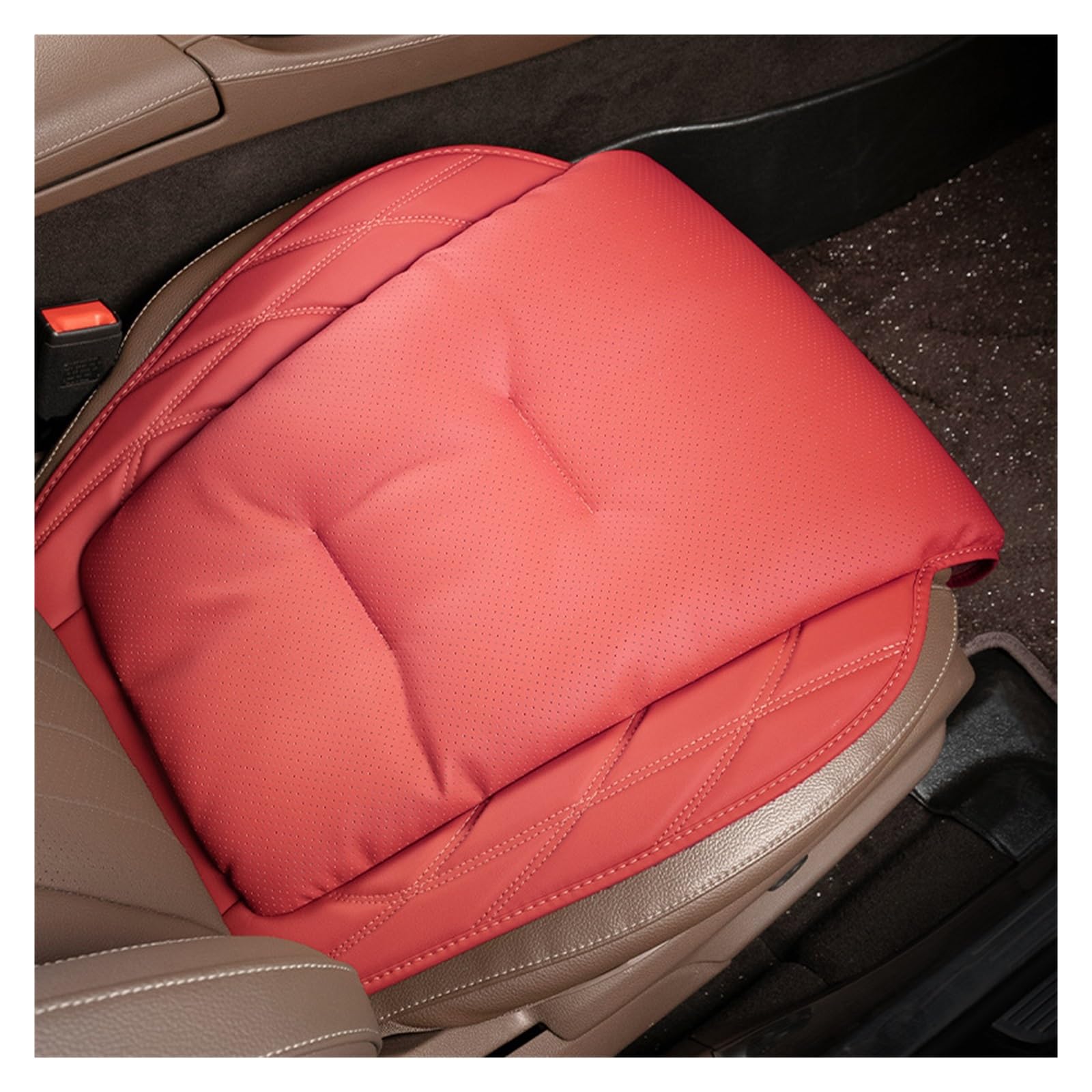 CGBWMB Auto-Sitzbezüge Autositzkissen Hauptfahrer Universelles Vier-Jahreszeiten-Ledersitzkissen Passende Sitzbezüge Autositzbezüge(Cushion-Red) von CGBWMB