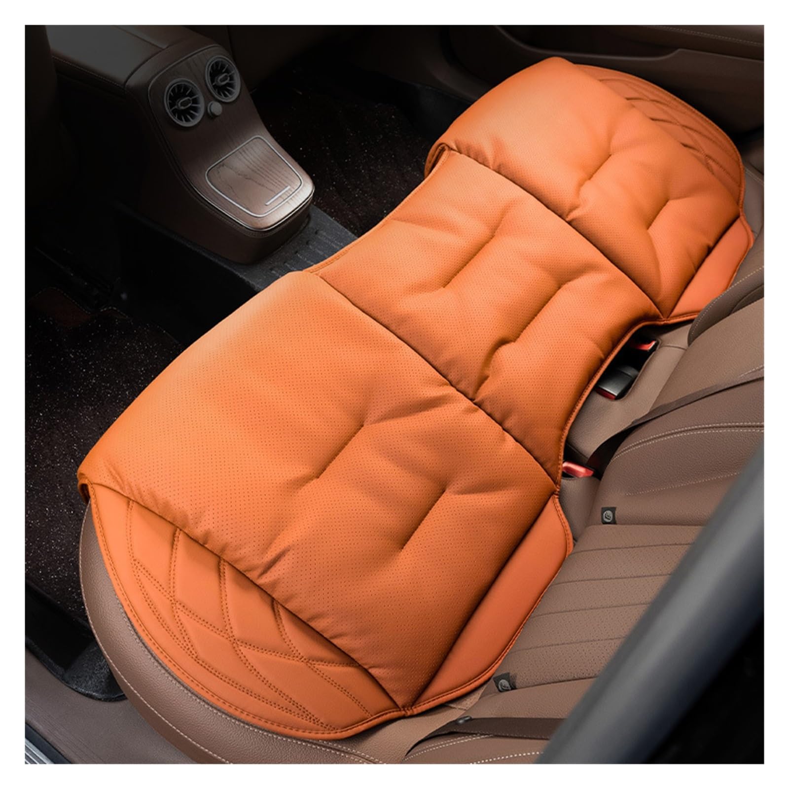 CGBWMB Auto-Sitzbezüge Autositzkissen Hauptfahrer Universelles Vier-Jahreszeiten-Ledersitzkissen Passende Sitzbezüge Autositzbezüge(Rear Seat-Orange) von CGBWMB