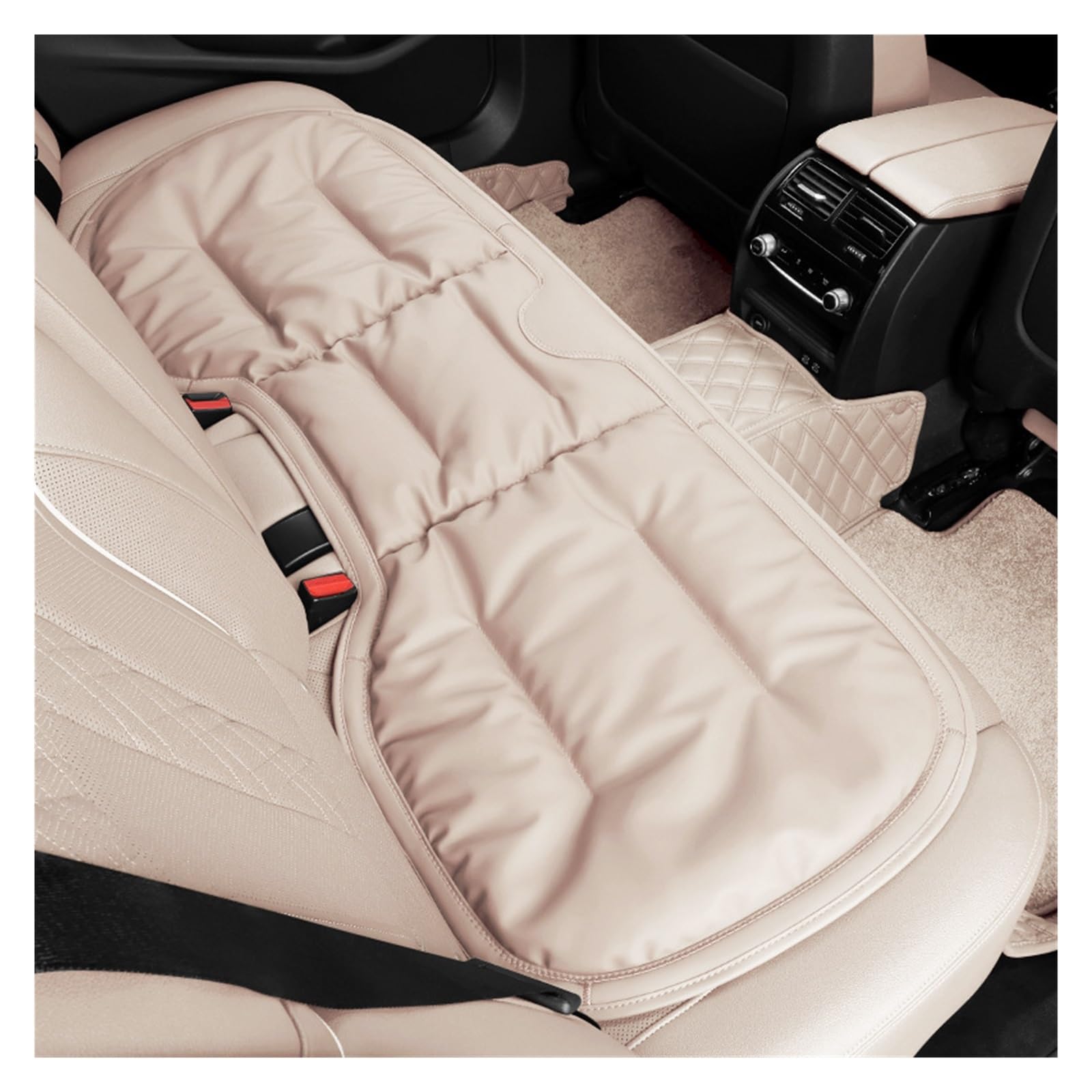 CGBWMB Auto-Sitzbezüge Autositzkissen Leder Winter Einteiliges Auto Spezielles Dreiteiliges Sitzkissenzubehör Für Hinten Autositzbezüge(Off White-B) von CGBWMB