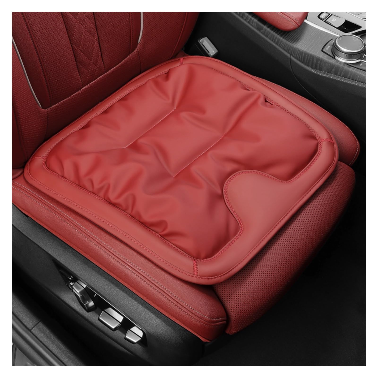 CGBWMB Auto-Sitzbezüge Autositzkissen Leder Winter Einteiliges Auto Spezielles Dreiteiliges Sitzkissenzubehör Für Hinten Autositzbezüge(Volcanic red-A) von CGBWMB