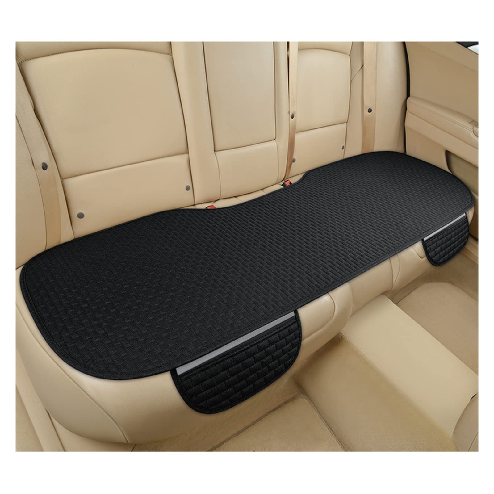 CGBWMB Auto-Sitzbezüge Flachs-Autositzbezug Vorne Und Hinten Leinenstoff Kissen Atmungsaktiv Schutzmatte Universal-LKW SUV Van Autositzbezüge(1 Black Rear) von CGBWMB
