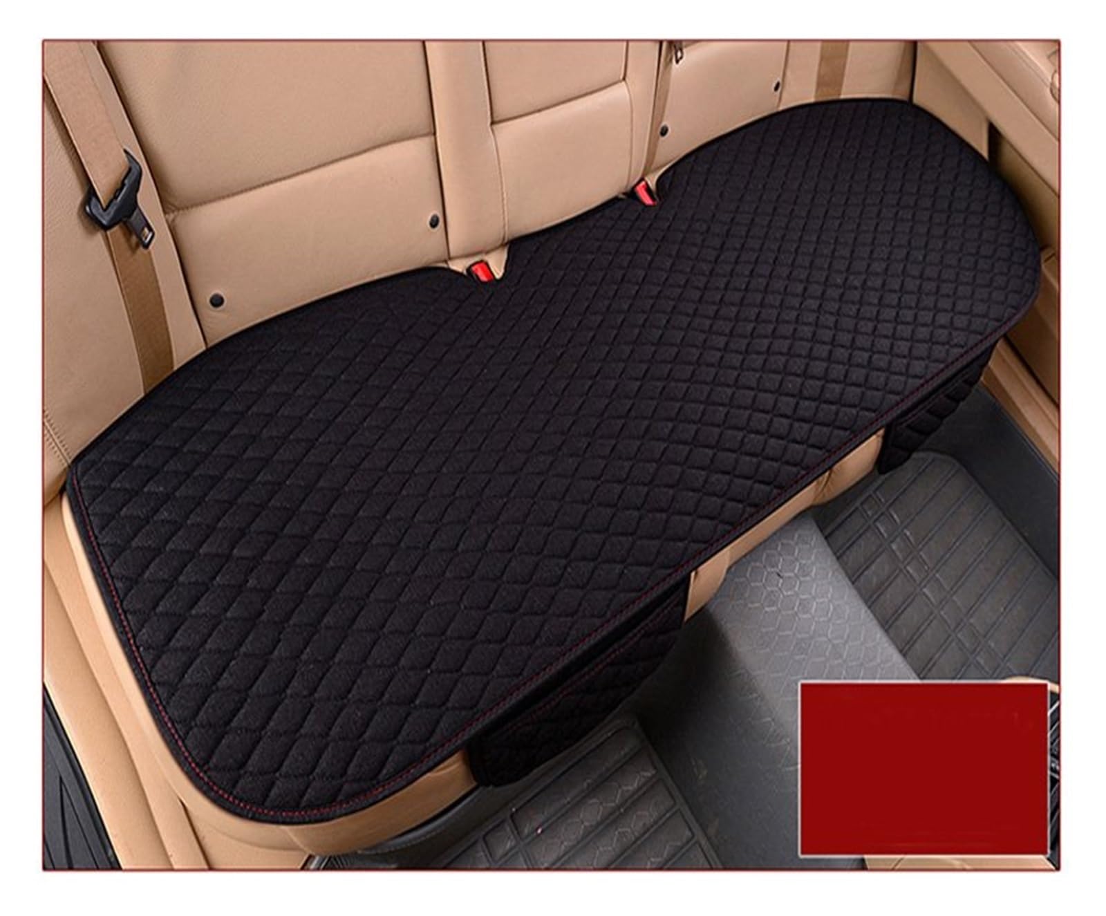 CGBWMB Auto-Sitzbezüge Flachs-Autositzbezug Vorne Und Hinten Leinenstoff Kissen Atmungsaktiv Schutzmatte Universal-LKW SUV Van Autositzbezüge(1 Black Rear A) von CGBWMB