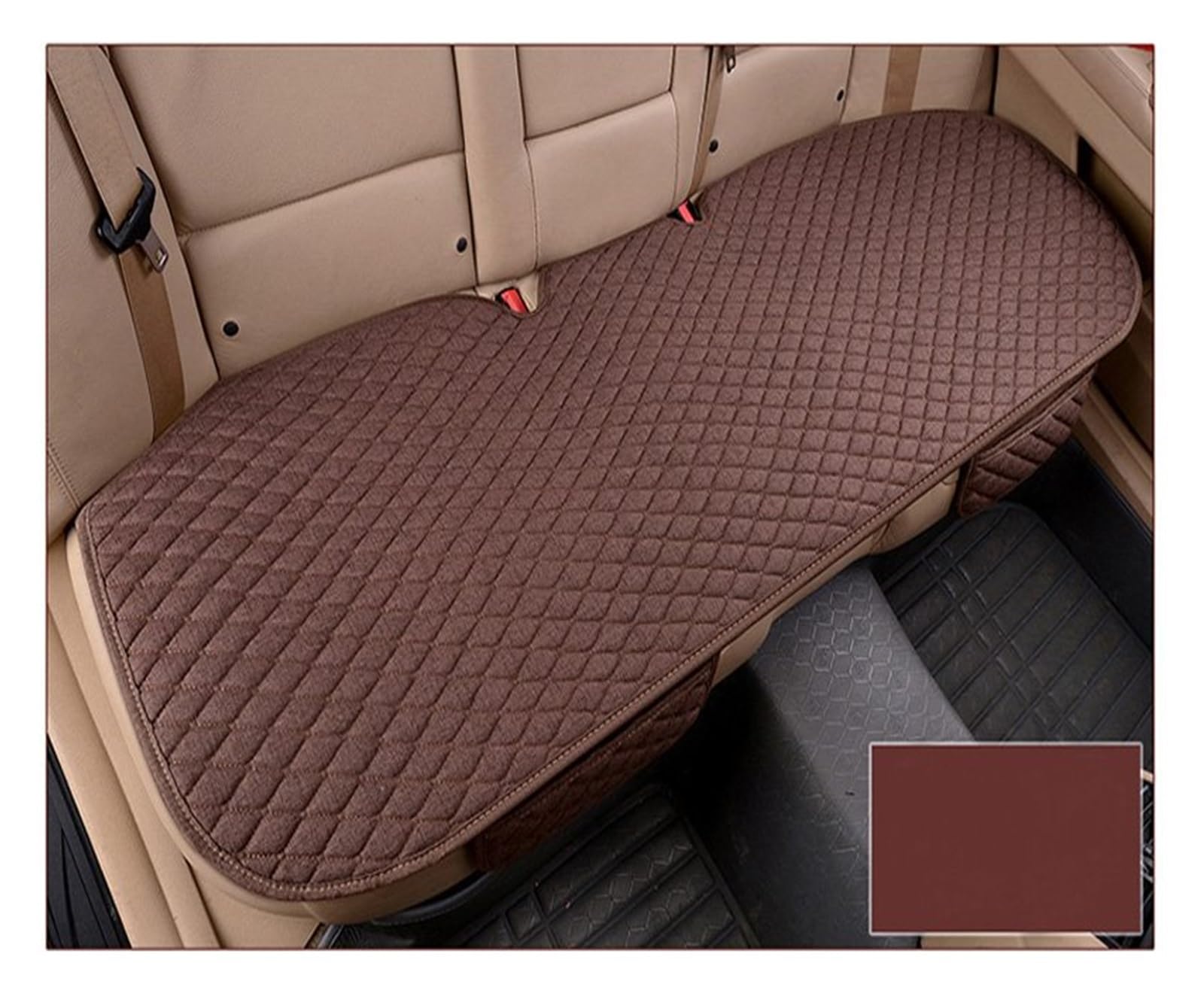 CGBWMB Auto-Sitzbezüge Flachs-Autositzbezug Vorne Und Hinten Leinenstoff Kissen Atmungsaktiv Schutzmatte Universal-LKW SUV Van Autositzbezüge(1 Coffee Rear A) von CGBWMB