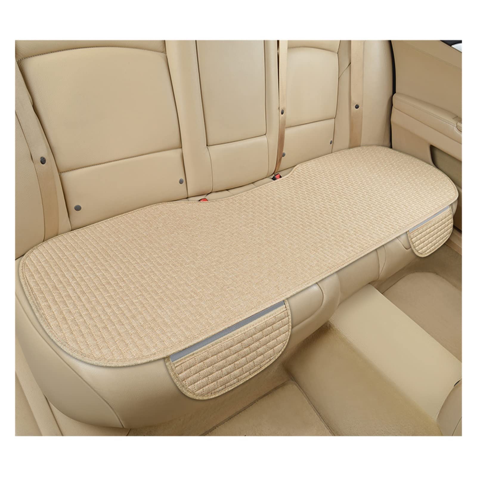 CGBWMB Auto-Sitzbezüge Flachs-Autositzbezug Vorne Und Hinten Leinenstoff Kissen Atmungsaktiv Schutzmatte Universal-LKW SUV Van Autositzbezüge(1 beige Rear) von CGBWMB