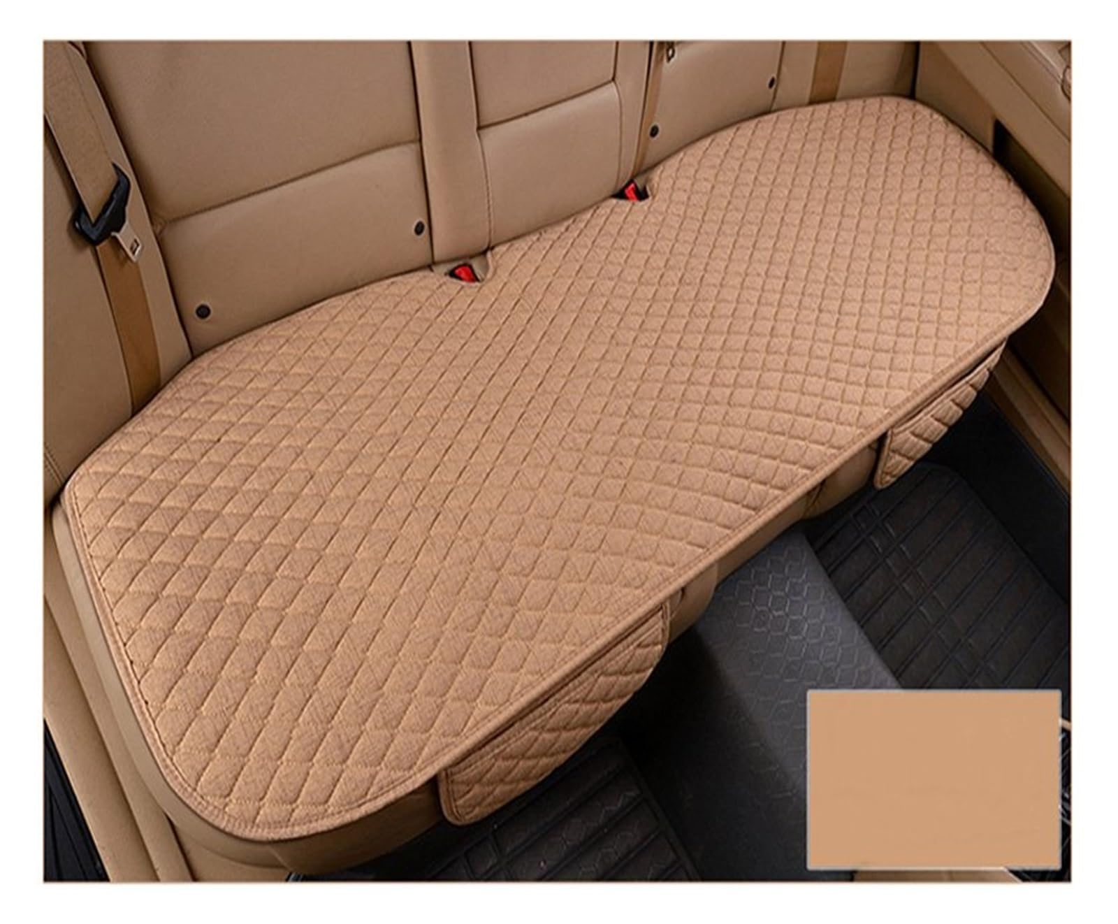 CGBWMB Auto-Sitzbezüge Flachs-Autositzbezug Vorne Und Hinten Leinenstoff Kissen Atmungsaktiv Schutzmatte Universal-LKW SUV Van Autositzbezüge(1 beige Rear A) von CGBWMB