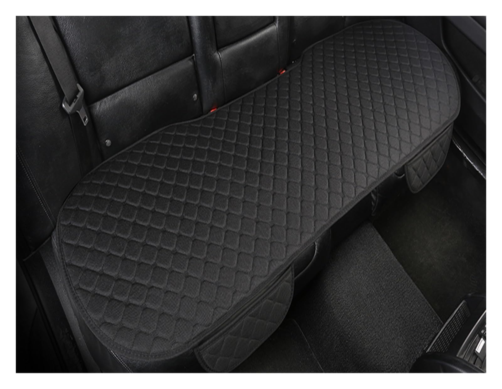 CGBWMB Auto-Sitzbezüge Flachs-Autositzbezug Vorne Und Hinten Leinenstoff Kissen Atmungsaktiv Schutzmatte Universal-LKW SUV Van Autositzbezüge(Black Rear 1) von CGBWMB