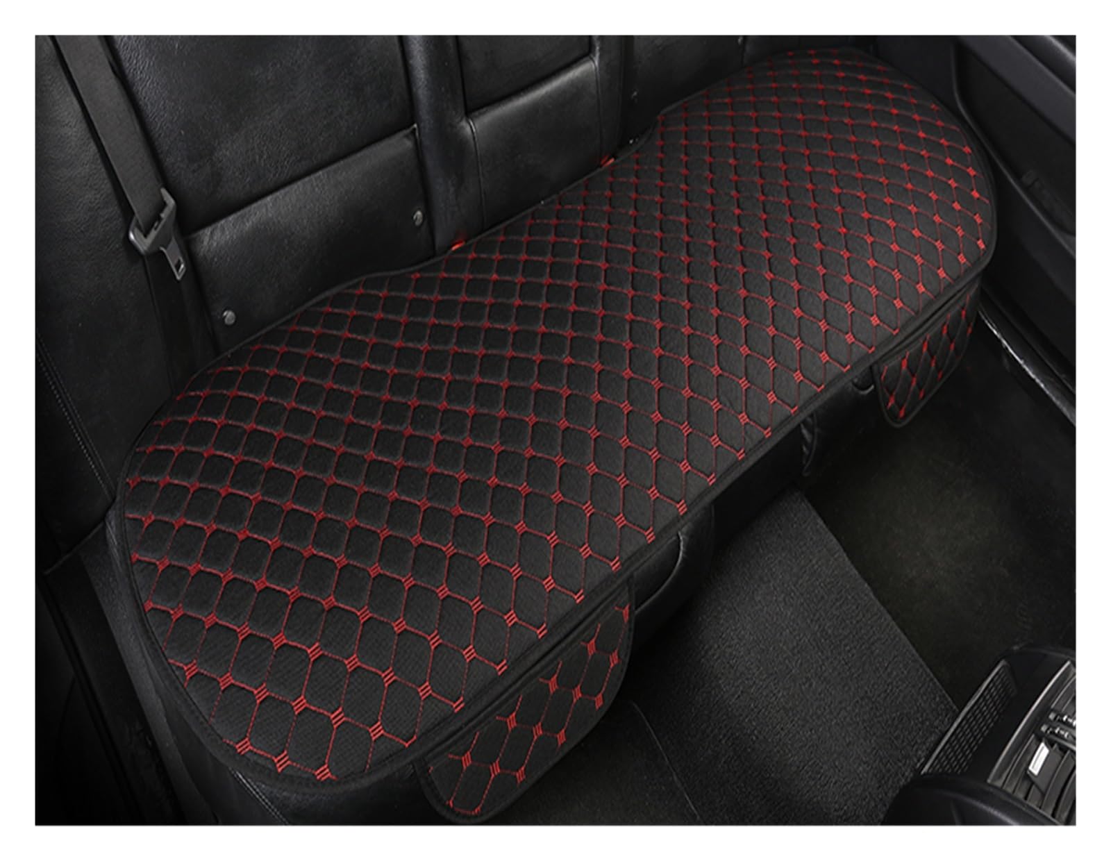 CGBWMB Auto-Sitzbezüge Flachs-Autositzbezug Vorne Und Hinten Leinenstoff Kissen Atmungsaktiv Schutzmatte Universal-LKW SUV Van Autositzbezüge(Black red Rear 1) von CGBWMB