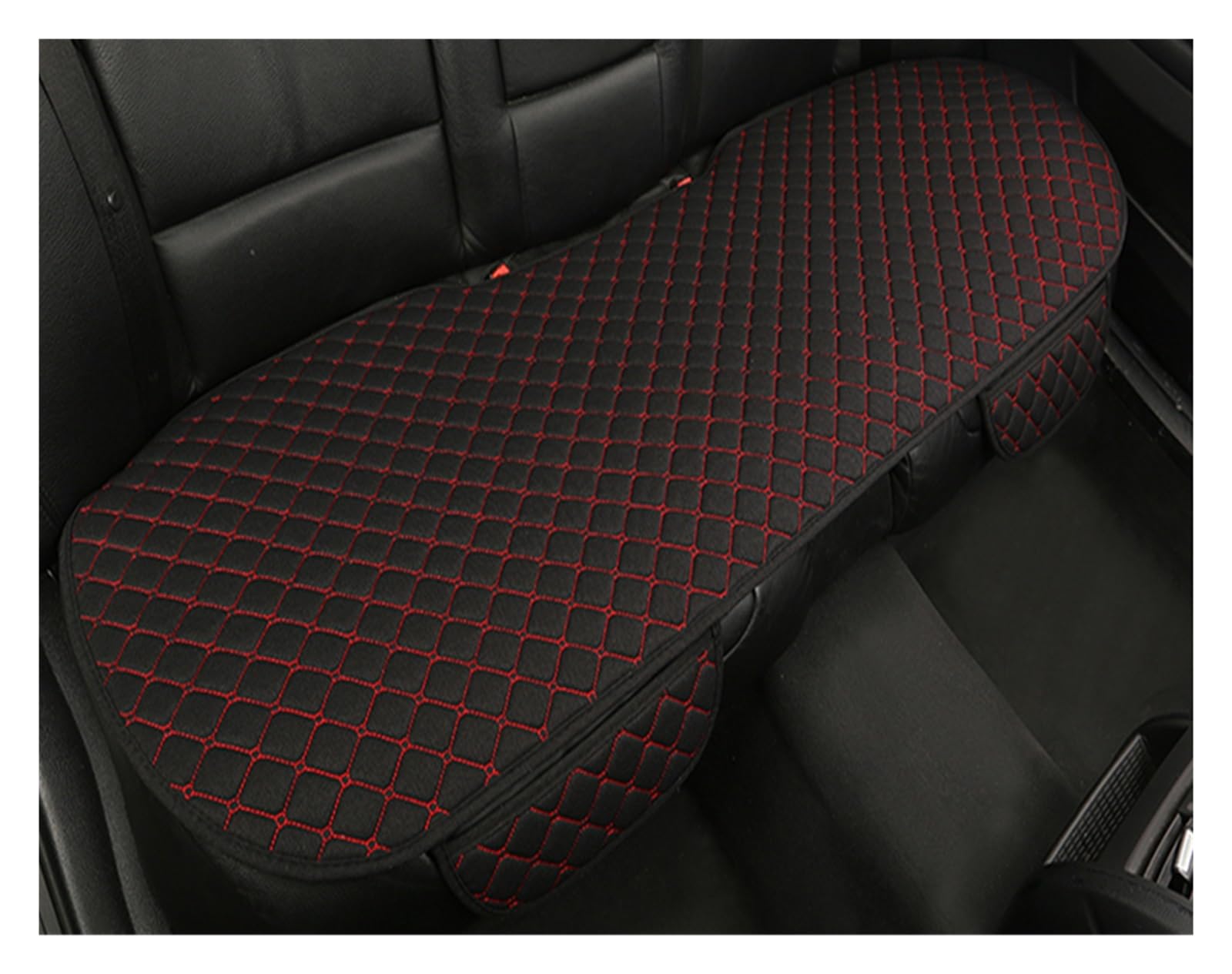 CGBWMB Auto-Sitzbezüge Flachs-Autositzbezug Vorne Und Hinten Leinenstoff Übergröße Kissen Atmungsaktiv Schutzmatte Polsterung LKW SUV Van Autositzbezüge(1 Black red Rear) von CGBWMB