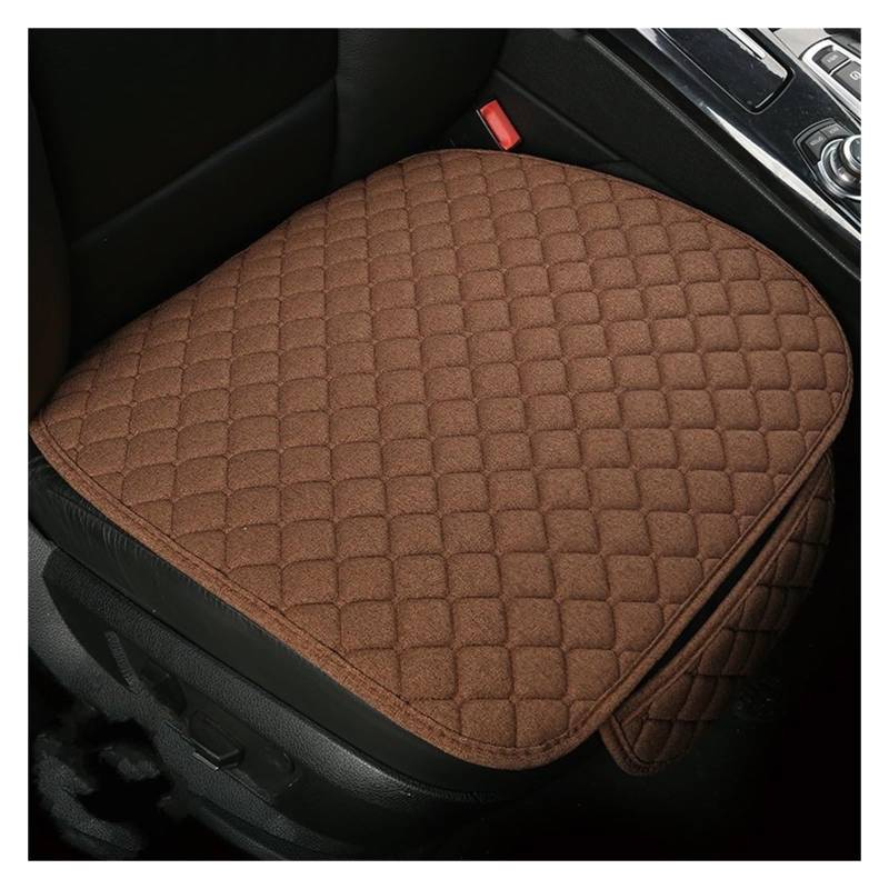 CGBWMB Auto-Sitzbezüge Flachs-Autositzbezug Vorne Und Hinten Leinenstoff Übergröße Kissen Atmungsaktiv Schutzmatte Polsterung LKW SUV Van Autositzbezüge(1 Coffee pad) von CGBWMB