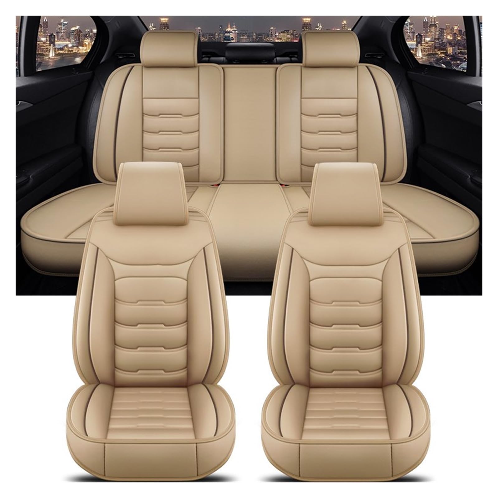 CGBWMB Auto-Sitzbezüge Für 1er E81 E82 E87 E88 F20 F21 F52 F40 alle Automodelle Universal-Autositzbezug Autositzbezüge(Beige 5 Seat) von CGBWMB